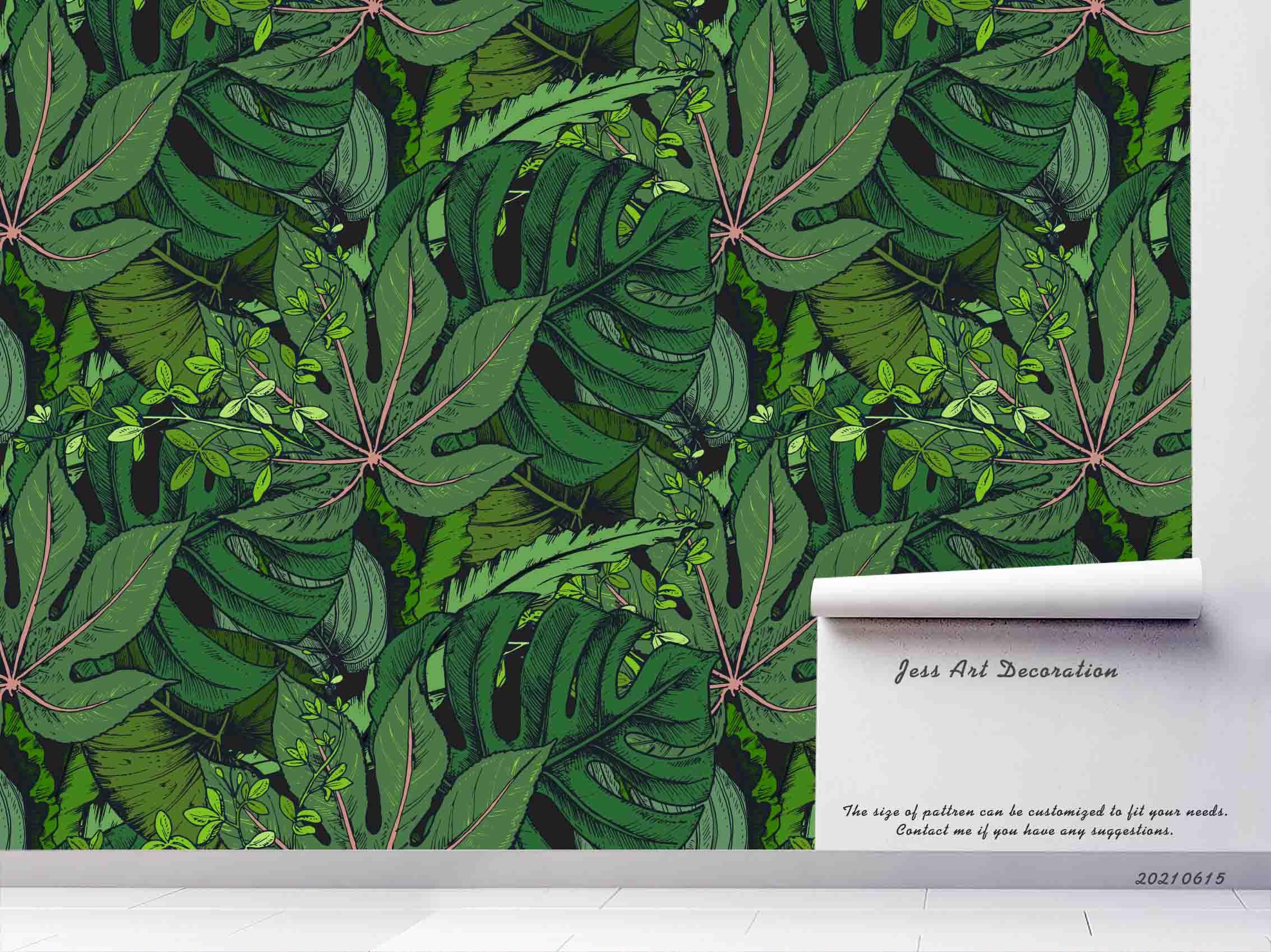 3D Vintage Tropics Plant Palm Pattern Seamless Wall Mural Wallpaper SWW2501- Jess Art Decoration