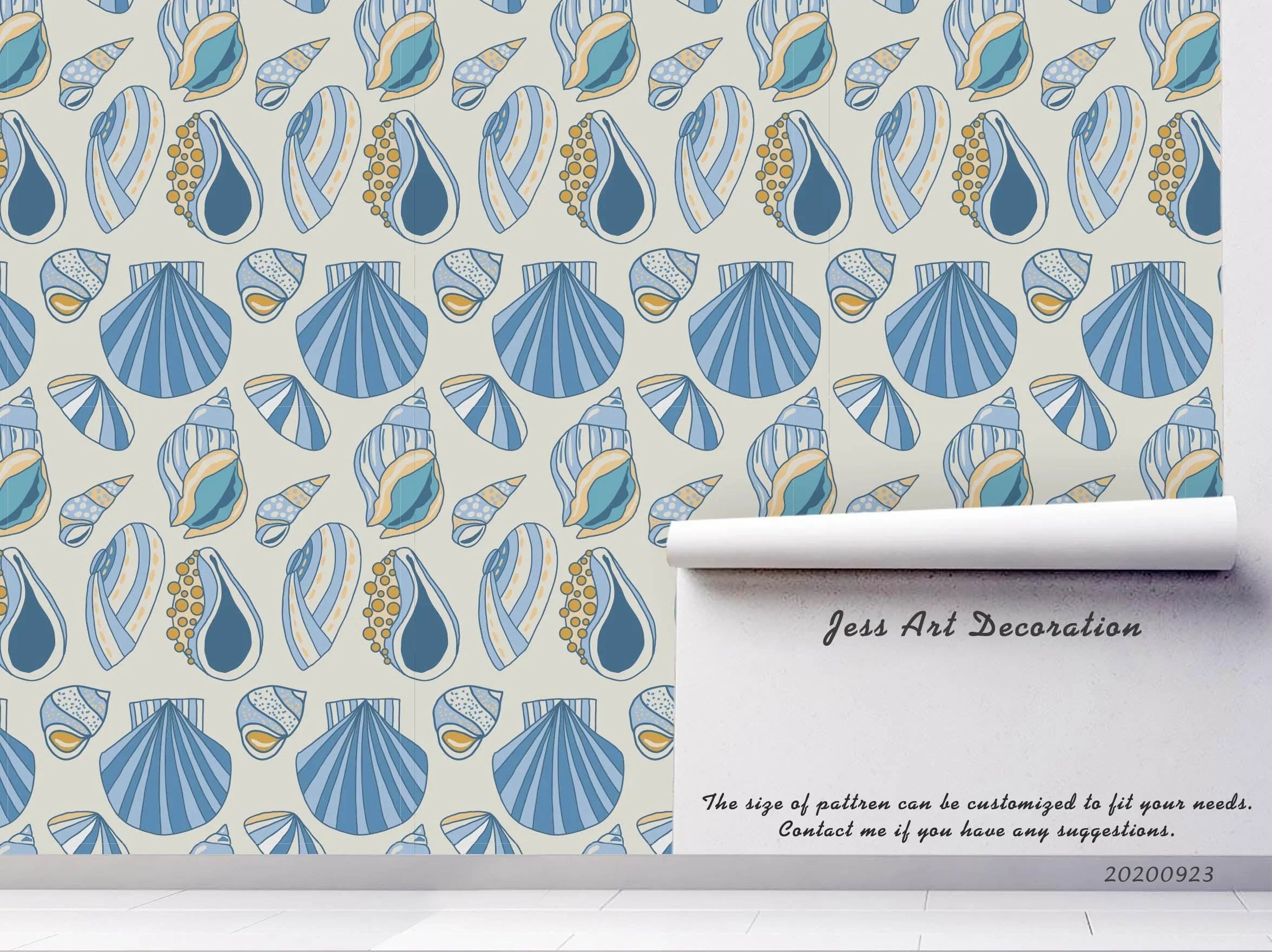 3D Cartoon Pattern Seashell Wall Mural Wallpaper WJ 3187- Jess Art Decoration