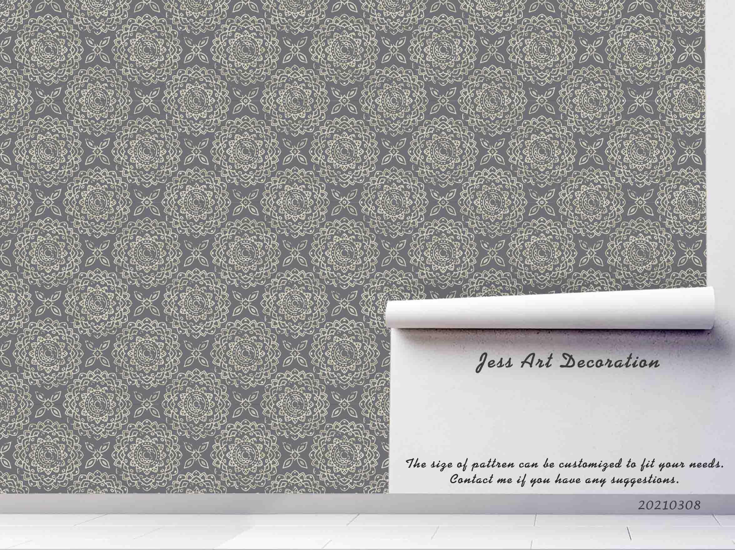 3D Hand Drawn Grey Floral Wall Mural Wallpaper LQH 85- Jess Art Decoration