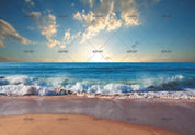 3D Seaside Sunset Waves sunset ocean wave landscape wall mural wallpaper for bedroom - view 5