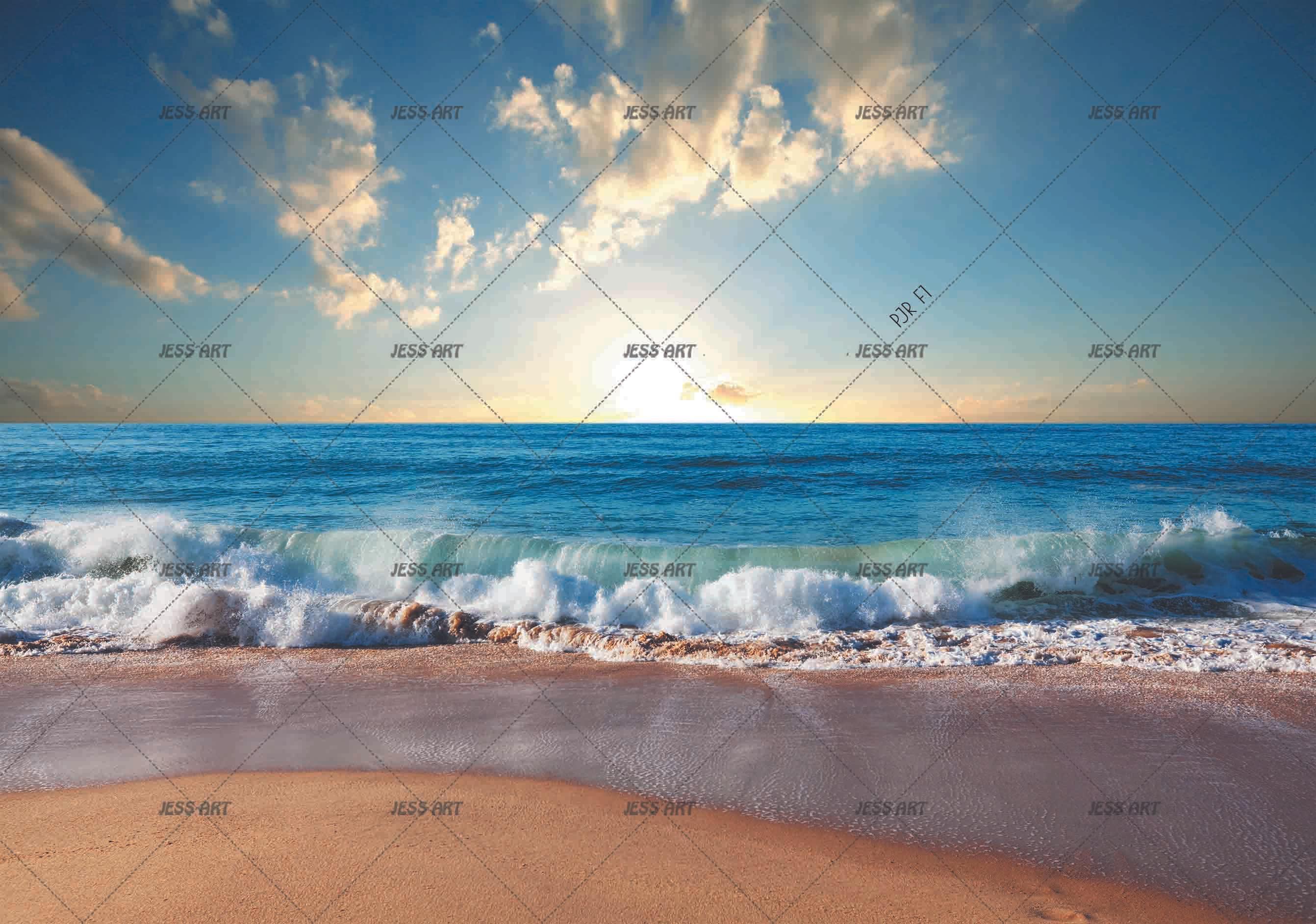 3D Seaside Sunset Waves sunset ocean wave landscape wall mural wallpaper for bedroom - view 5