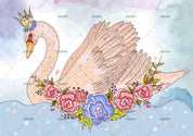 3D Swan Floral Animal swan floral nursery mural wall mural wallpaper for nursery - view 8