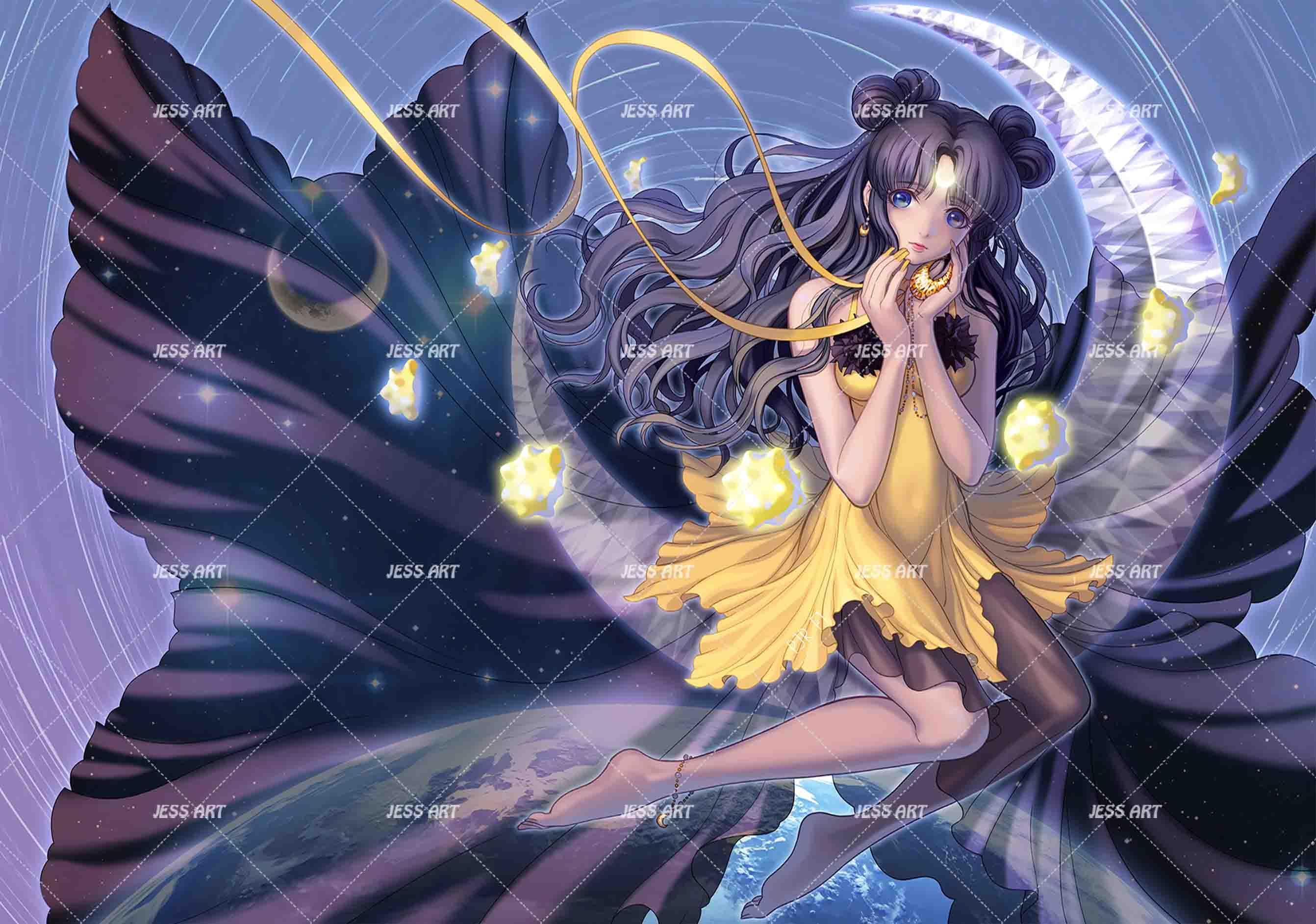 3D Moon Anime Girl moon anime girl fantasy mural wall mural wallpaper for bedroom - view 5