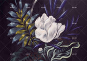 3D Dark Magnolia Painting dramatic floral painting wall mural wallpaper for dining room - view 10