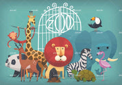 3D Safari Animal Parade cartoon safari animal mural wall mural wallpaper for playroom - view 5