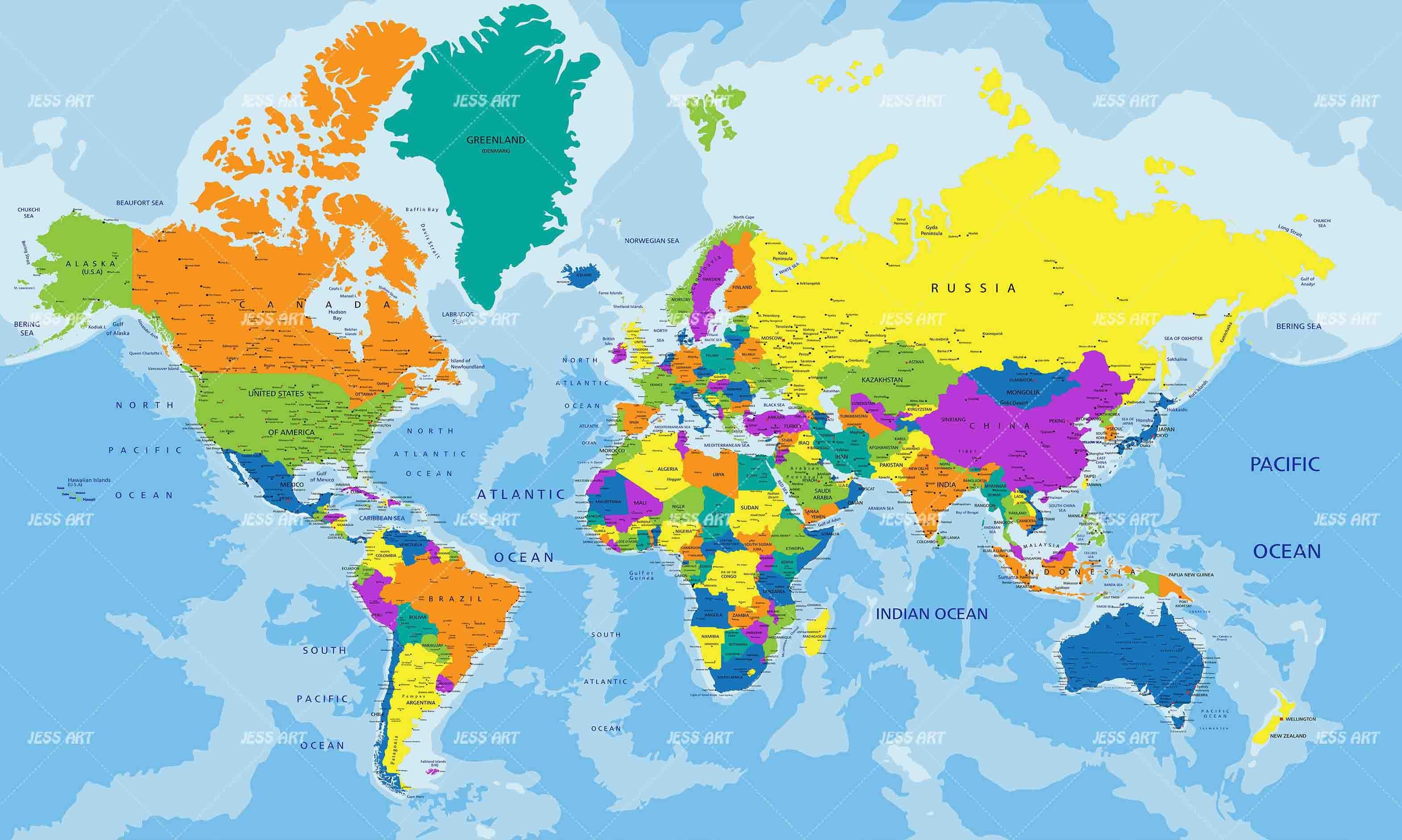 3D Color World Map Wall Mural Wallpaper 28- Jess Art Decoration