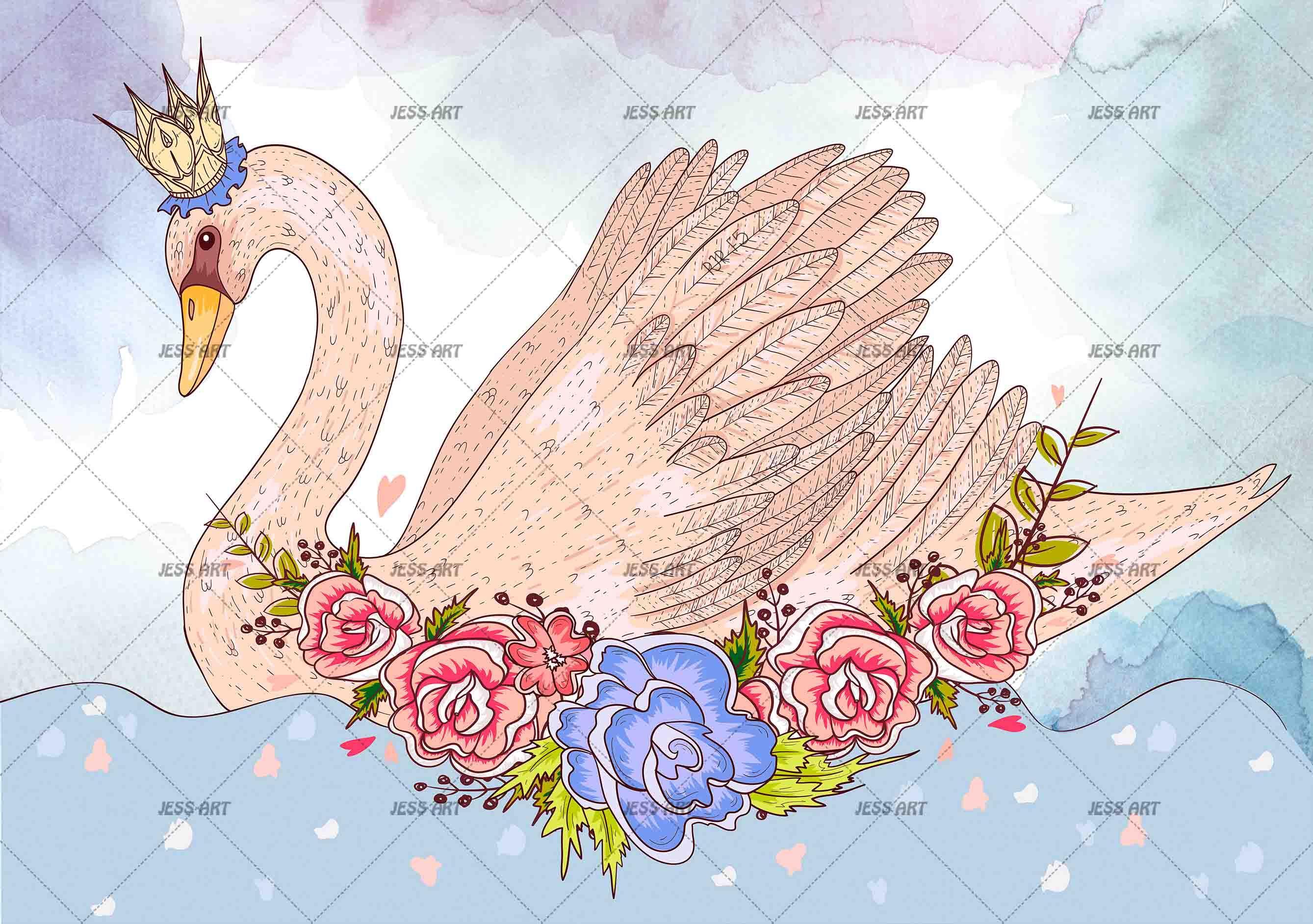 3D Swan Floral Animal swan floral nursery mural wall mural wallpaper for nursery - view 9