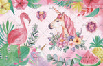 3D Cartoon Unicorn Fruit Animals Mural Wallpaper WJ 1394- Jess Art Decoration