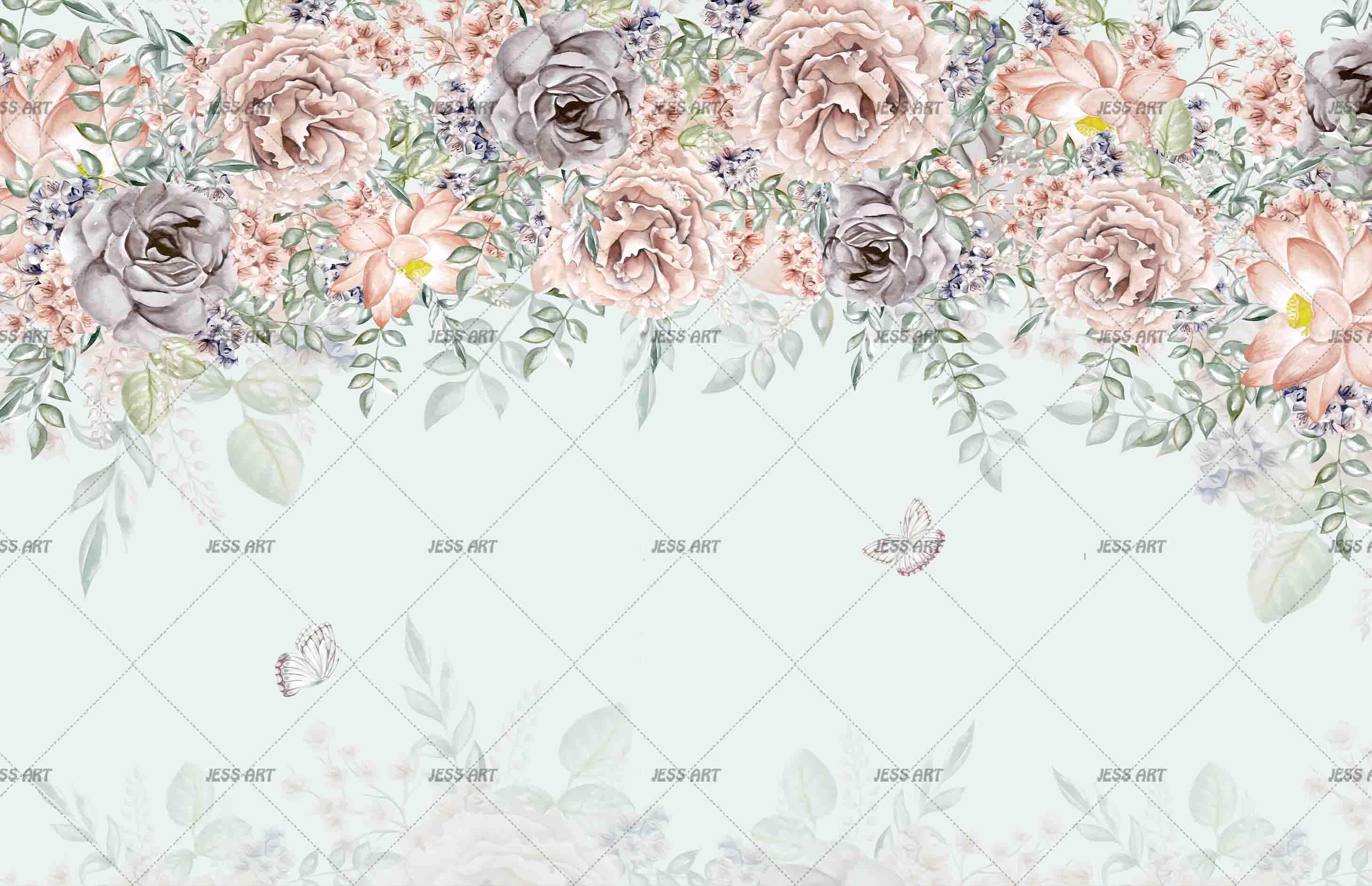 3D Hand Painted Pink Rose Wall Mural Wallpaper A294 LQH- Jess Art Decoration