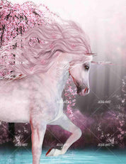 3D Noble Mysterious White Unicorn Pink Flower Wall Mural Wallpaper ZY D60- Jess Art Decoration