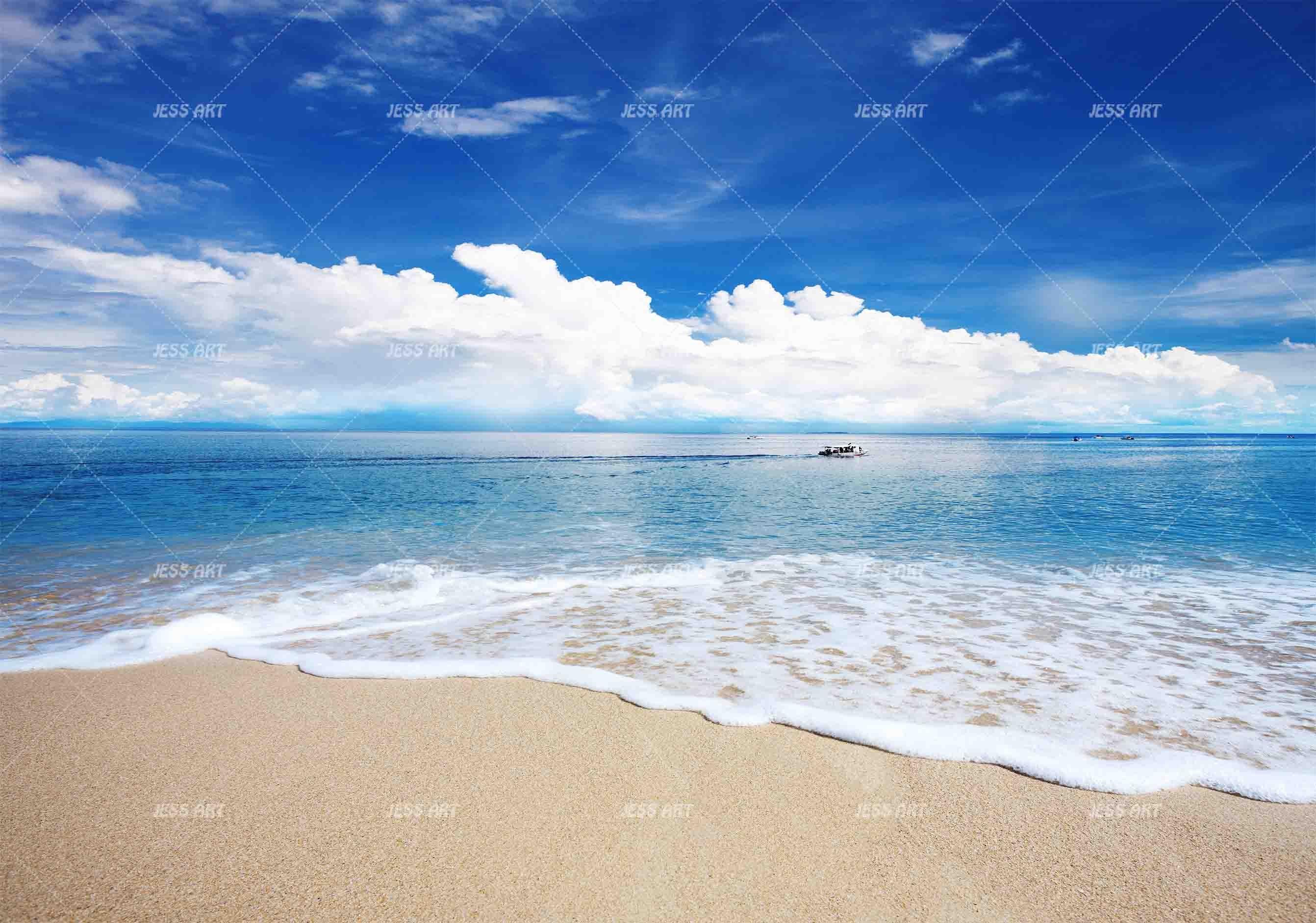 3D Blue Sky White Clouds Seaside Beach Wall Mural Wallpaper 64- Jess Art Decoration