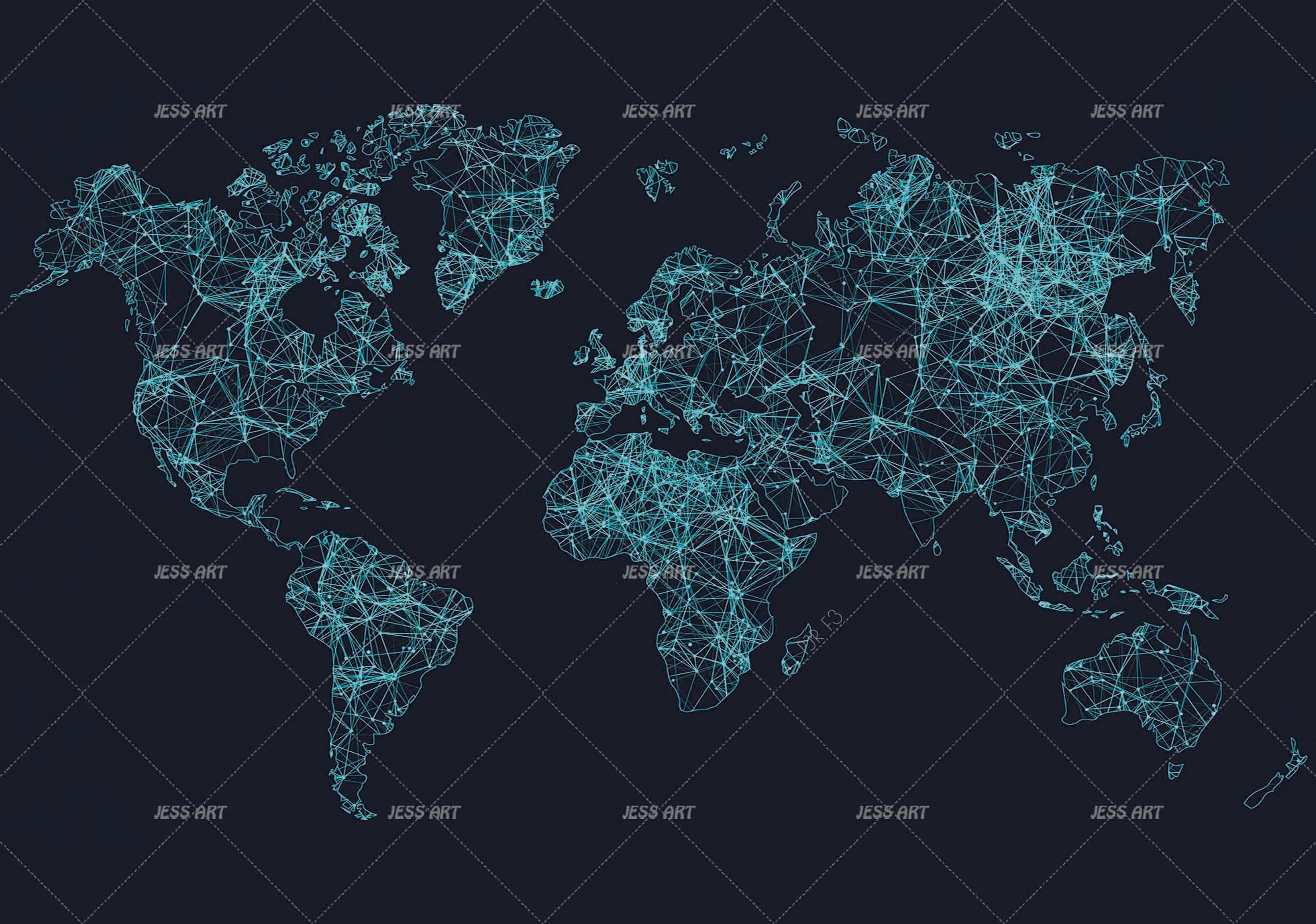 3D Abstract Blue World Map Wall Mural Wallpaper LXL 443- Jess Art Decoration