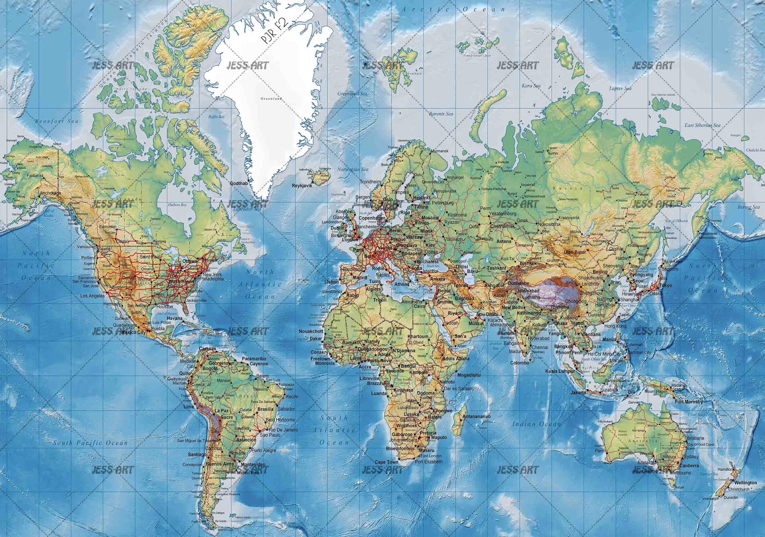 3D Colourful World Map Wall Mural Wallpaper WJ 2112- Jess Art Decoration