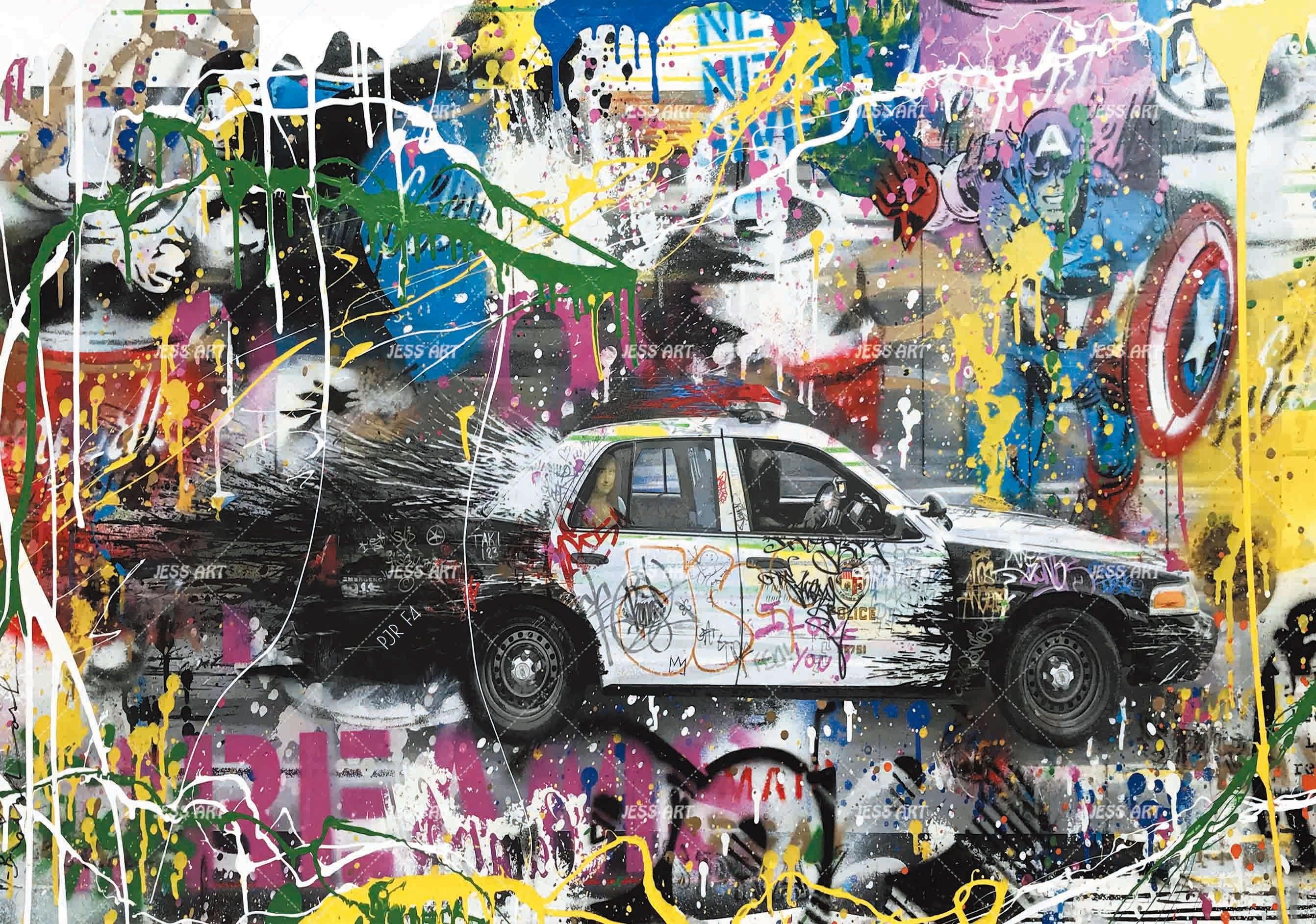 3D Graffiti Car Hero Wall Mural Wallpaper WJ 5143- Jess Art Decoration