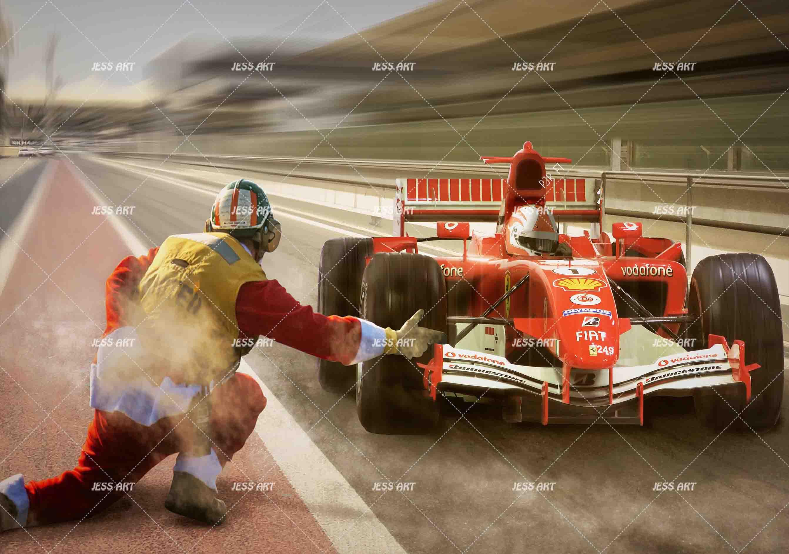 3D Sport Formula One Car Wall Mural Wallpaper WJ 2057- Jess Art Decoration