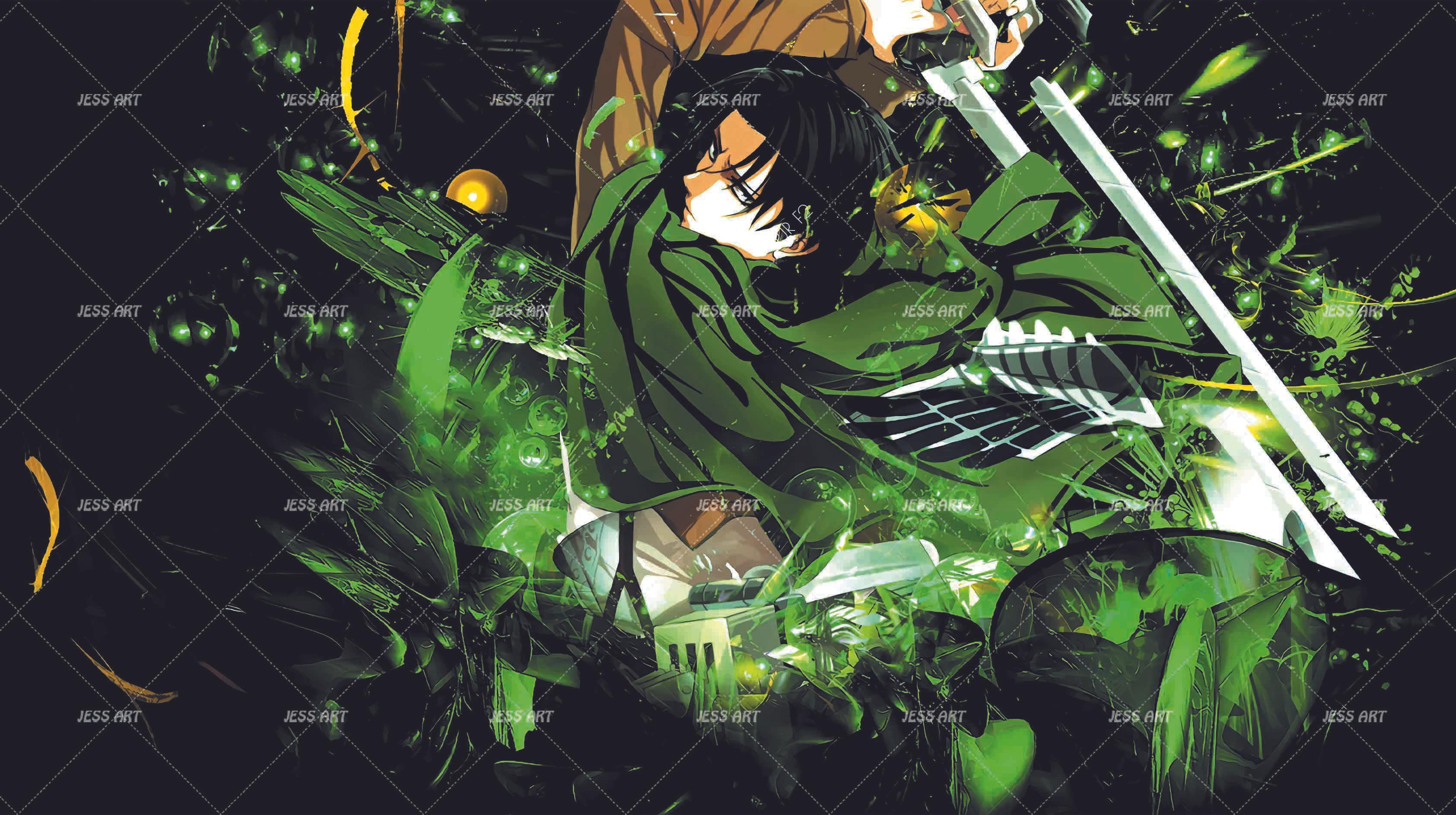 3D Double Swords Anime Boy green sword anime boy mural wall mural wallpaper for teen room - view 5