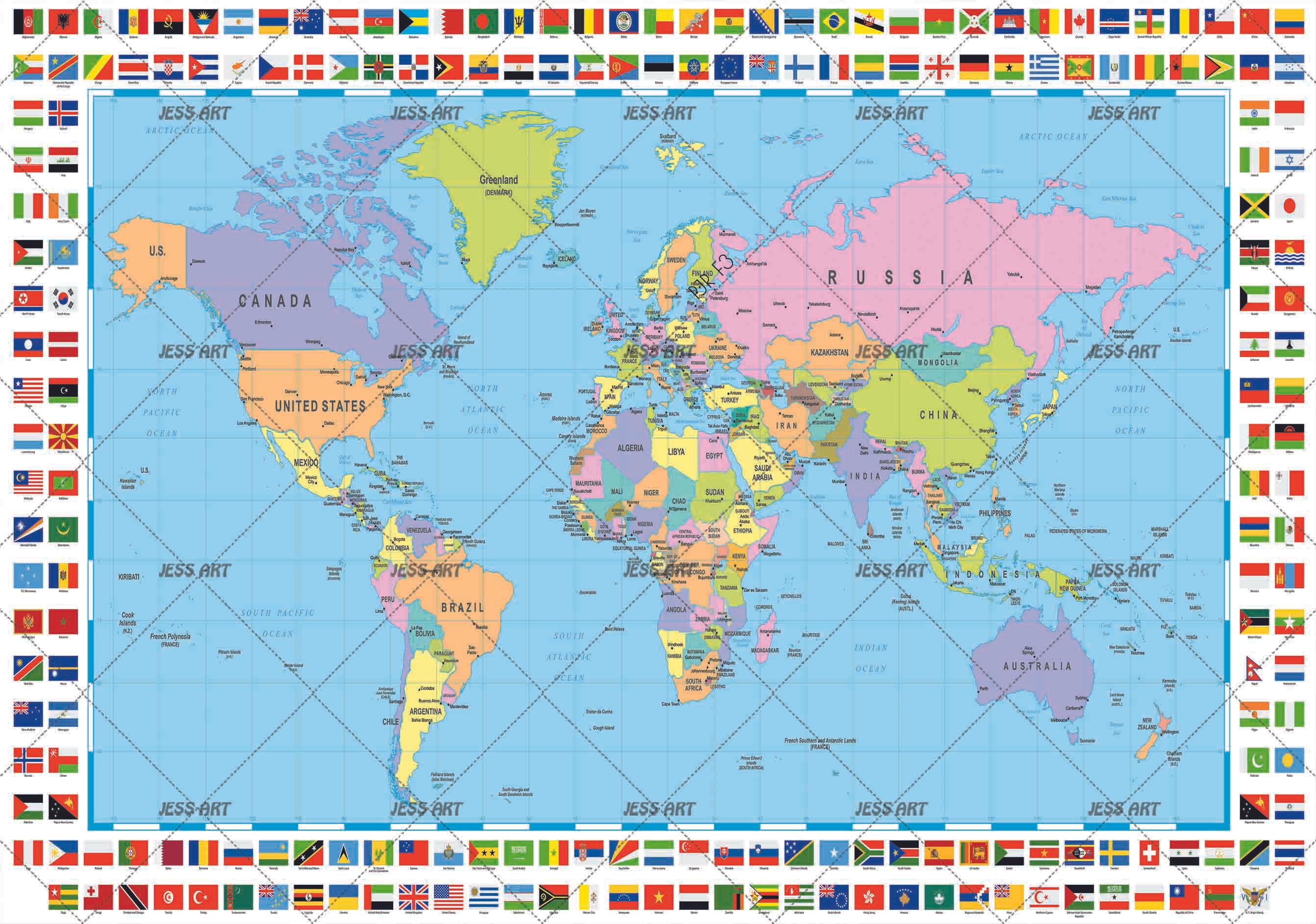 3D Country World Map Wall Mural Wallpaper LXL 667- Jess Art Decoration