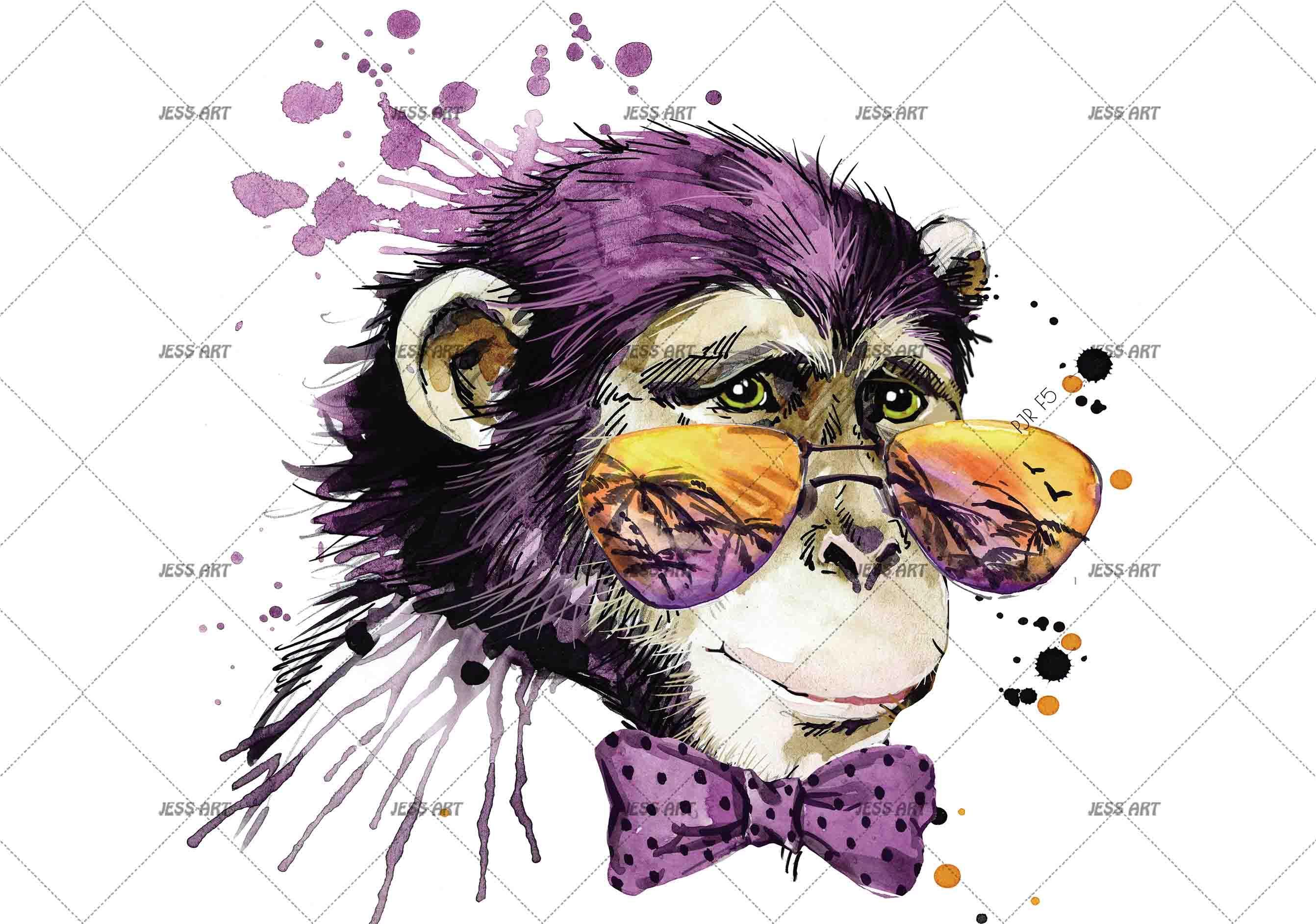 3D Monkey Sunglasses playful monkey portrait mural wall mural wallpaper for kids room - view 10