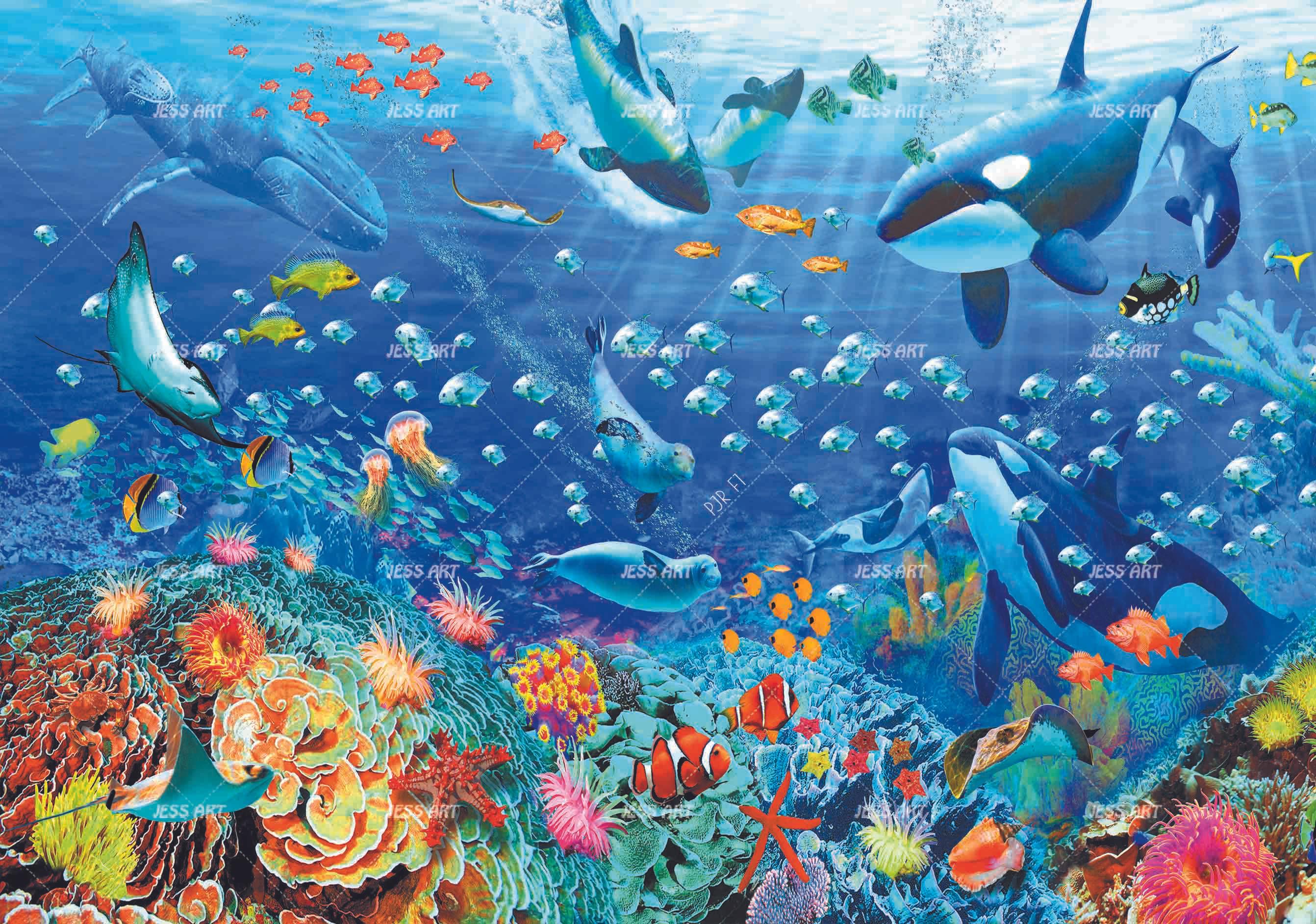 3D Animal Ocean World Fishes Mural Wallpaper WJ 1306- Jess Art Decoration