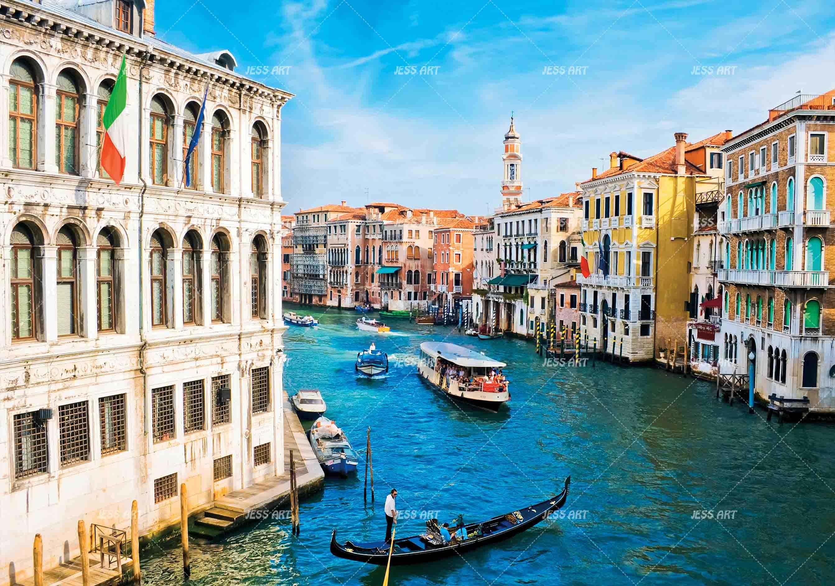 3D Blue Sky White Clouds Waterside Town Wall Mural Wallpaper 66- Jess Art Decoration