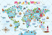 3D Cartoon World Map Wall Mural Wallpaper A278 LQH- Jess Art Decoration