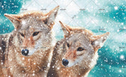 3D Animal Fox Couple Snow Wallpaper WJ 1376- Jess Art Decoration