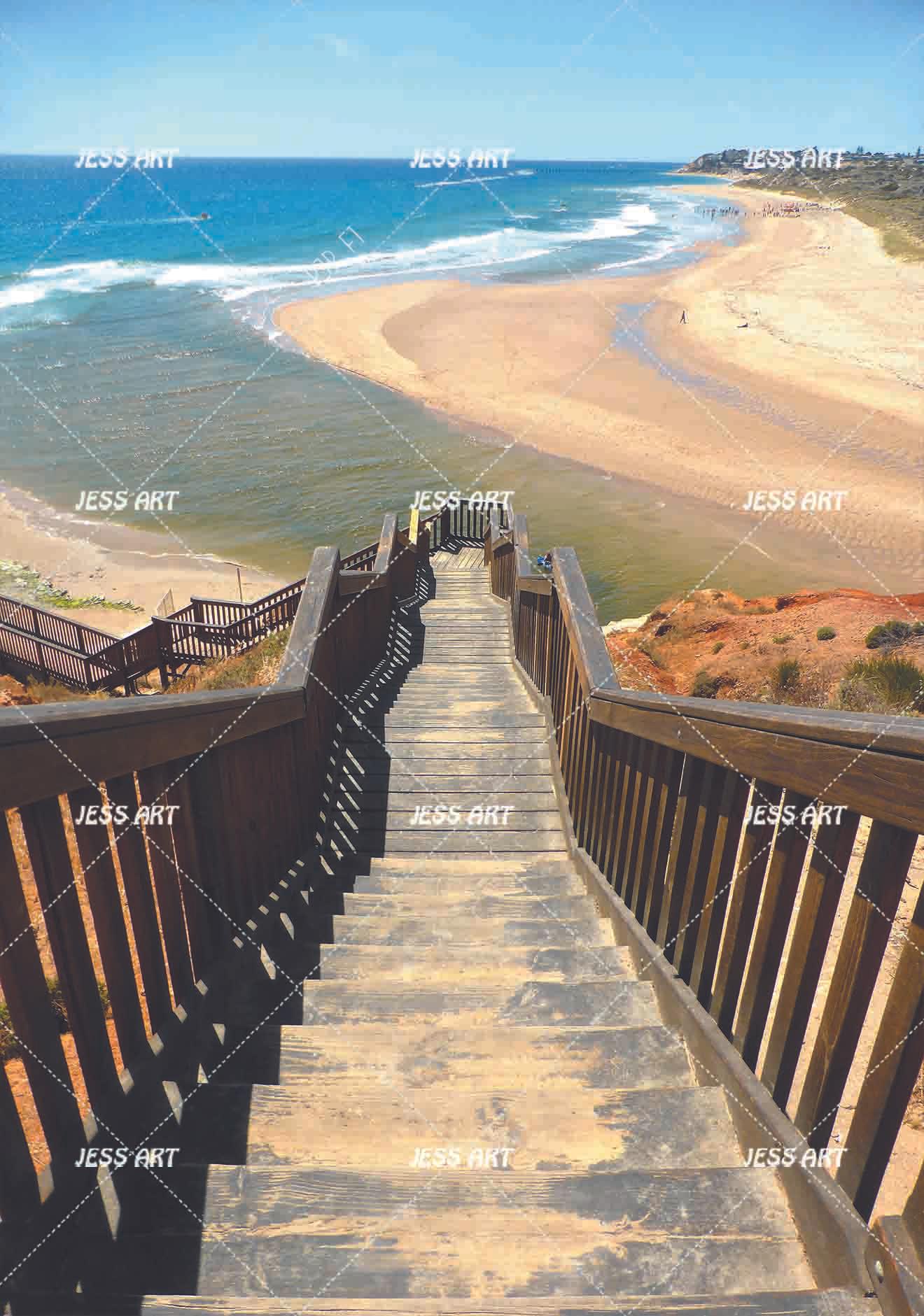 3D Stairs Ocean Nature Scene Wall Mural Wallpaper WJ 1363- Jess Art Decoration