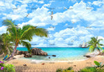 3D Landscape Tree Seabeach Cloud Wall Mural Wallpaper WJ 2063- Jess Art Decoration