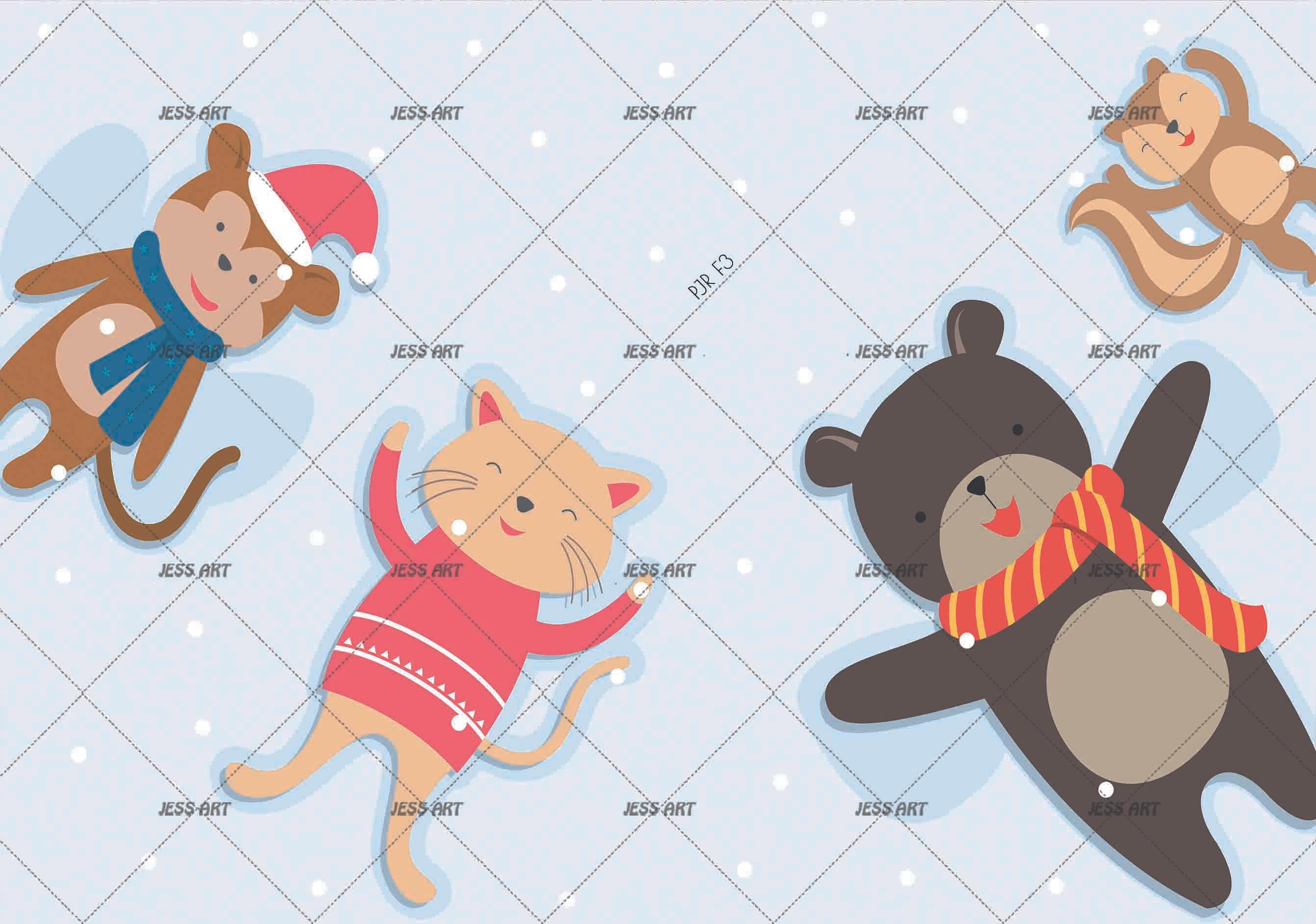 3D Cartoon Monkey Cat Bear Squirrel Animal Wall Mural Wallpaper LXL- Jess Art Decoration