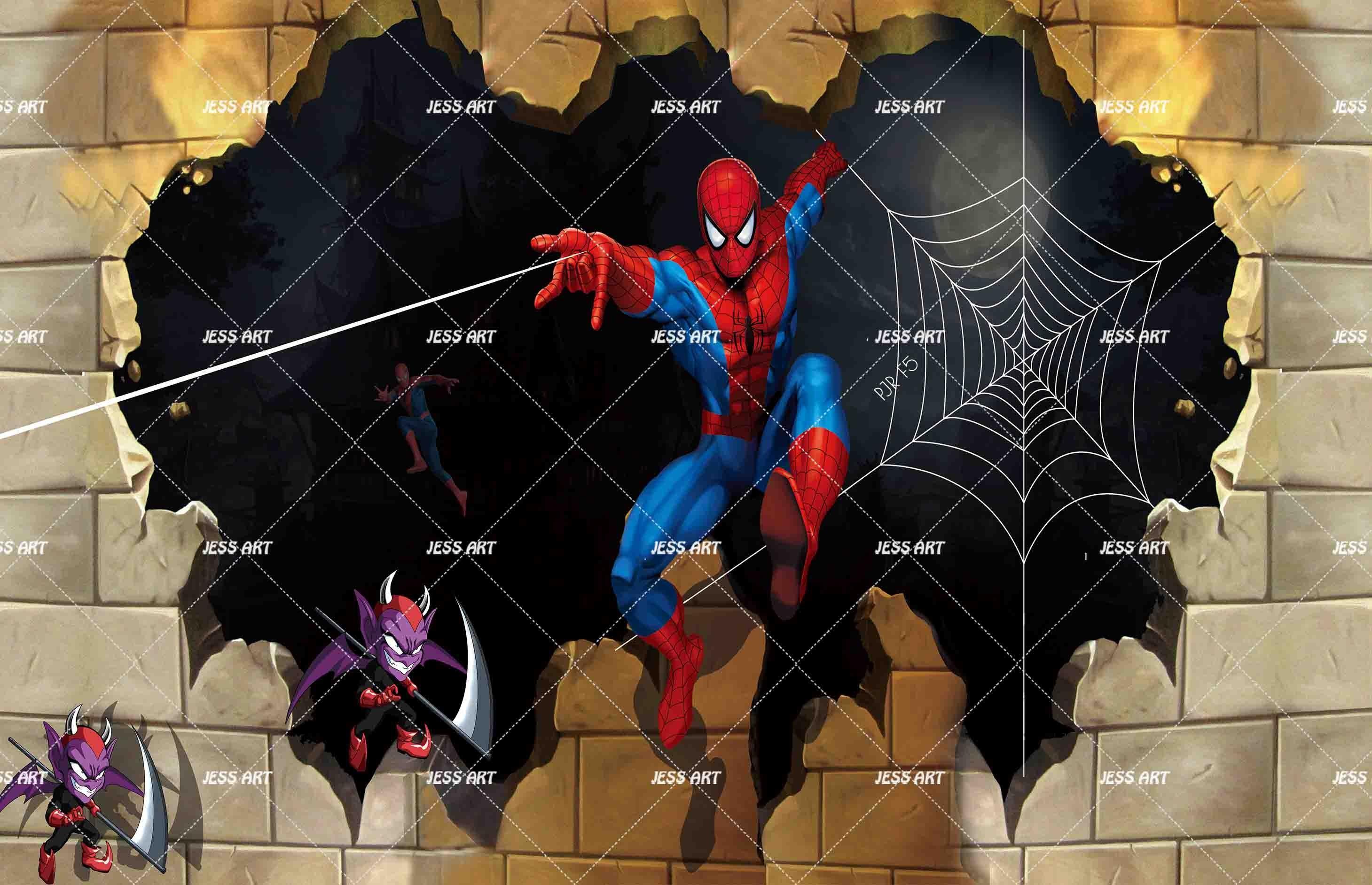 3D Spider Web Superhero spider web superhero mural wall mural wallpaper for kids room - view 5