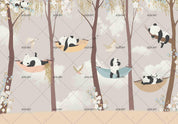 3D Cartoon Panda Tree Wall Mural Wallpaper WJ 2027- Jess Art Decoration