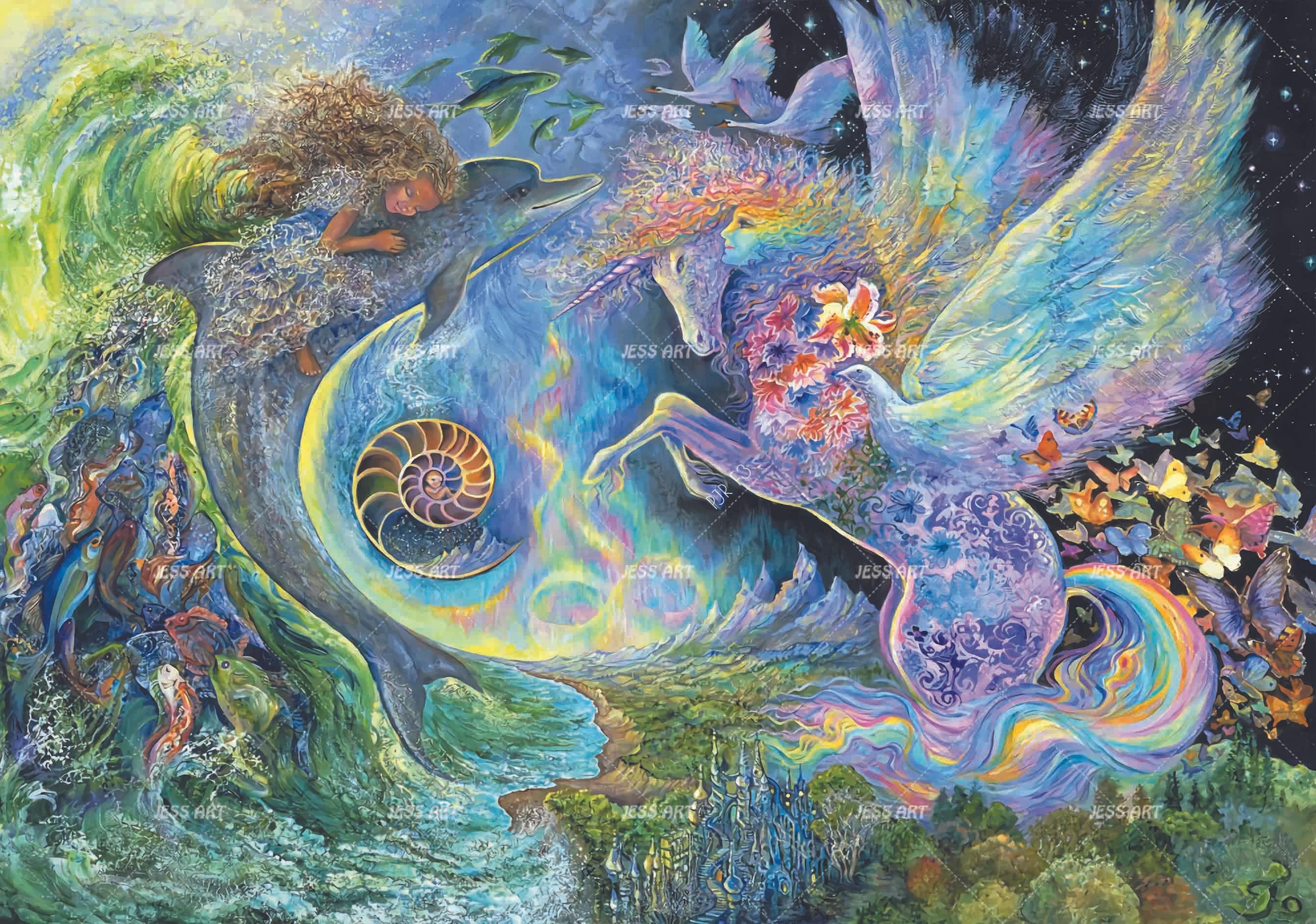 3D Winged Horse Fantasy colourful winged horse fantasy mural wall mural wallpaper for kids room - view 5