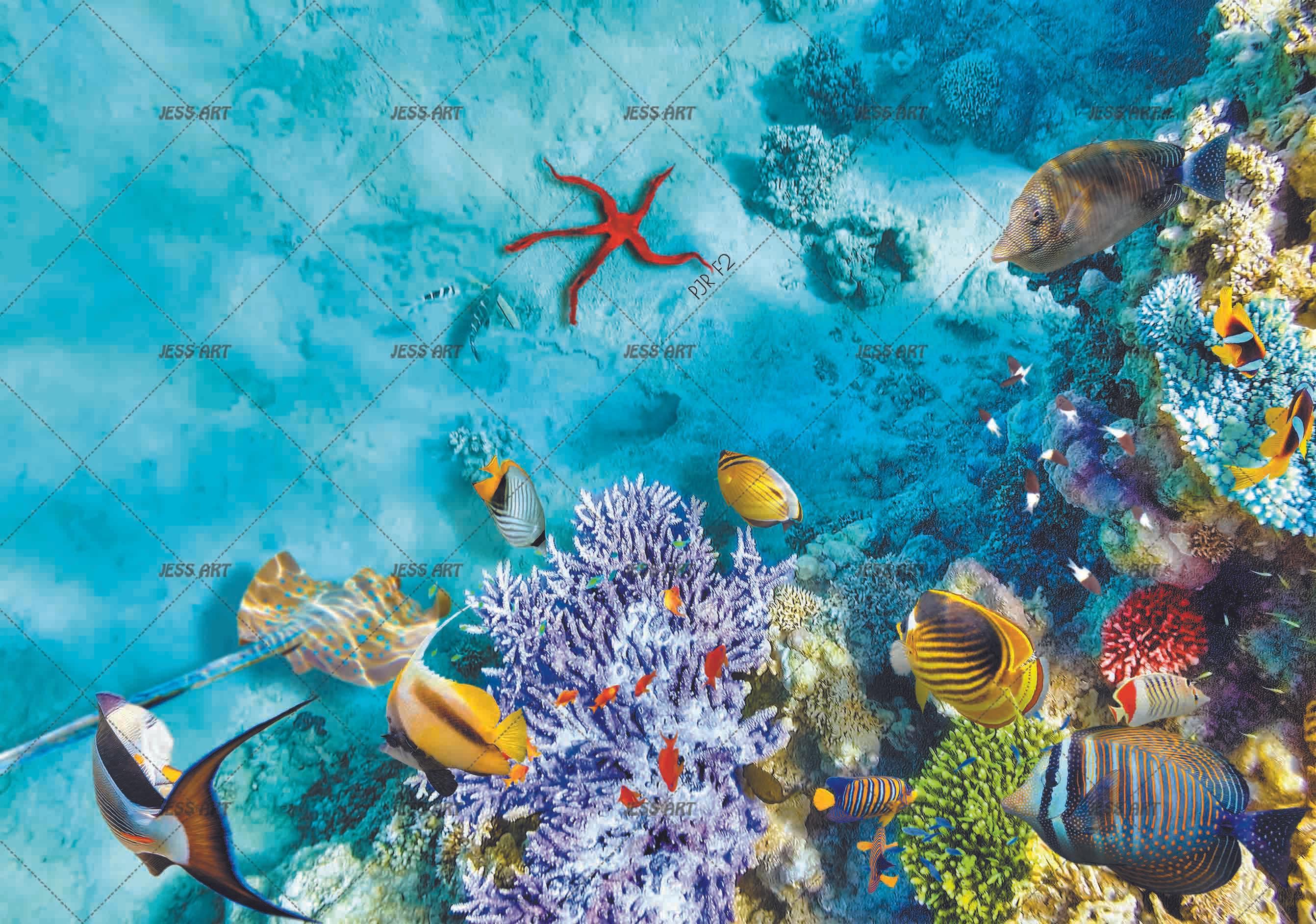 3D Coral Reef Fish Rock coral reef fish mural wall mural wallpaper for kids room - view 5