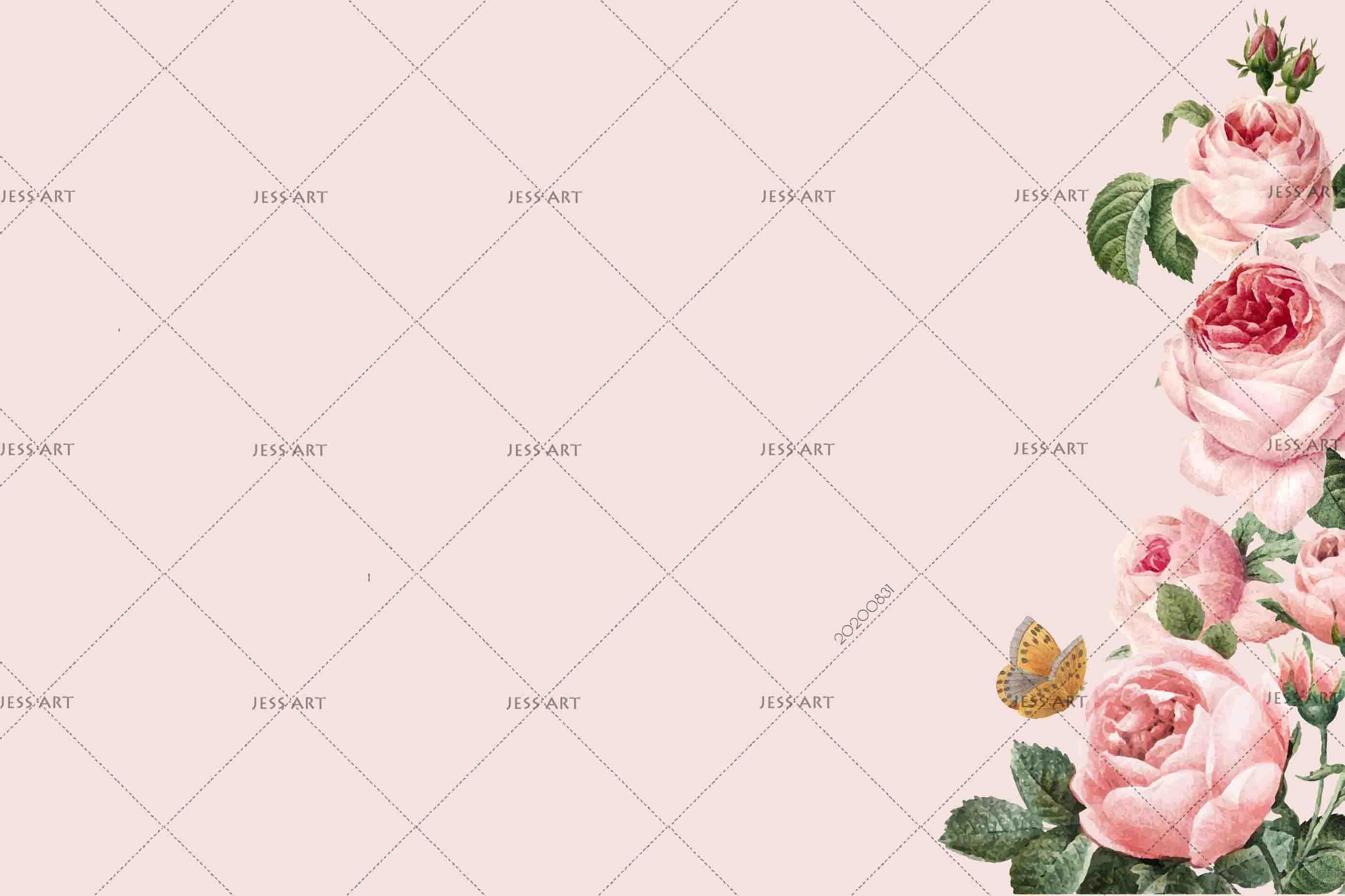3D Hand Sketching Pink Floral Plant Wall Mural Wallpaper LXL 1441- Jess Art Decoration
