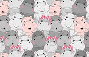 3D Cartoon  Smiley Hippo Wall Mural Wallpaper LXL 342- Jess Art Decoration