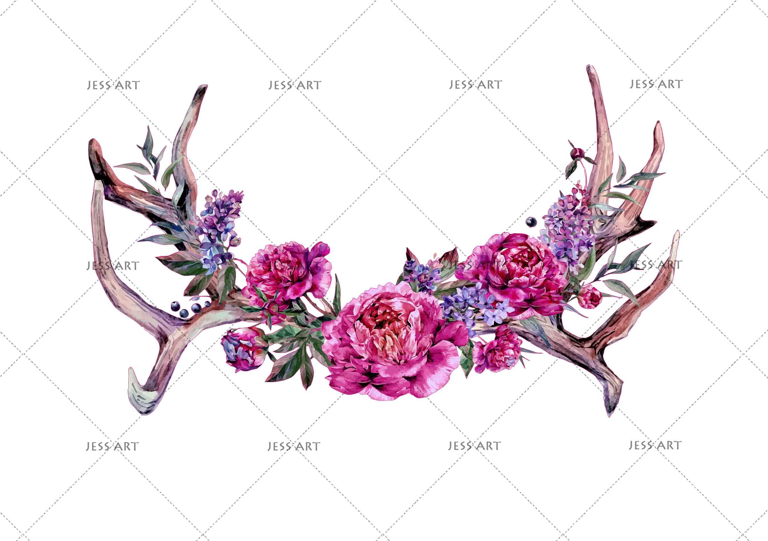 3D Horn Floral Wall Mural Wallpaper 189- Jess Art Decoration