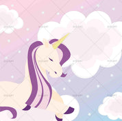 3D Cartoon Unicorn Purple Sky Clouds Wall Mural Wallpaper A029 LQH- Jess Art Decoration