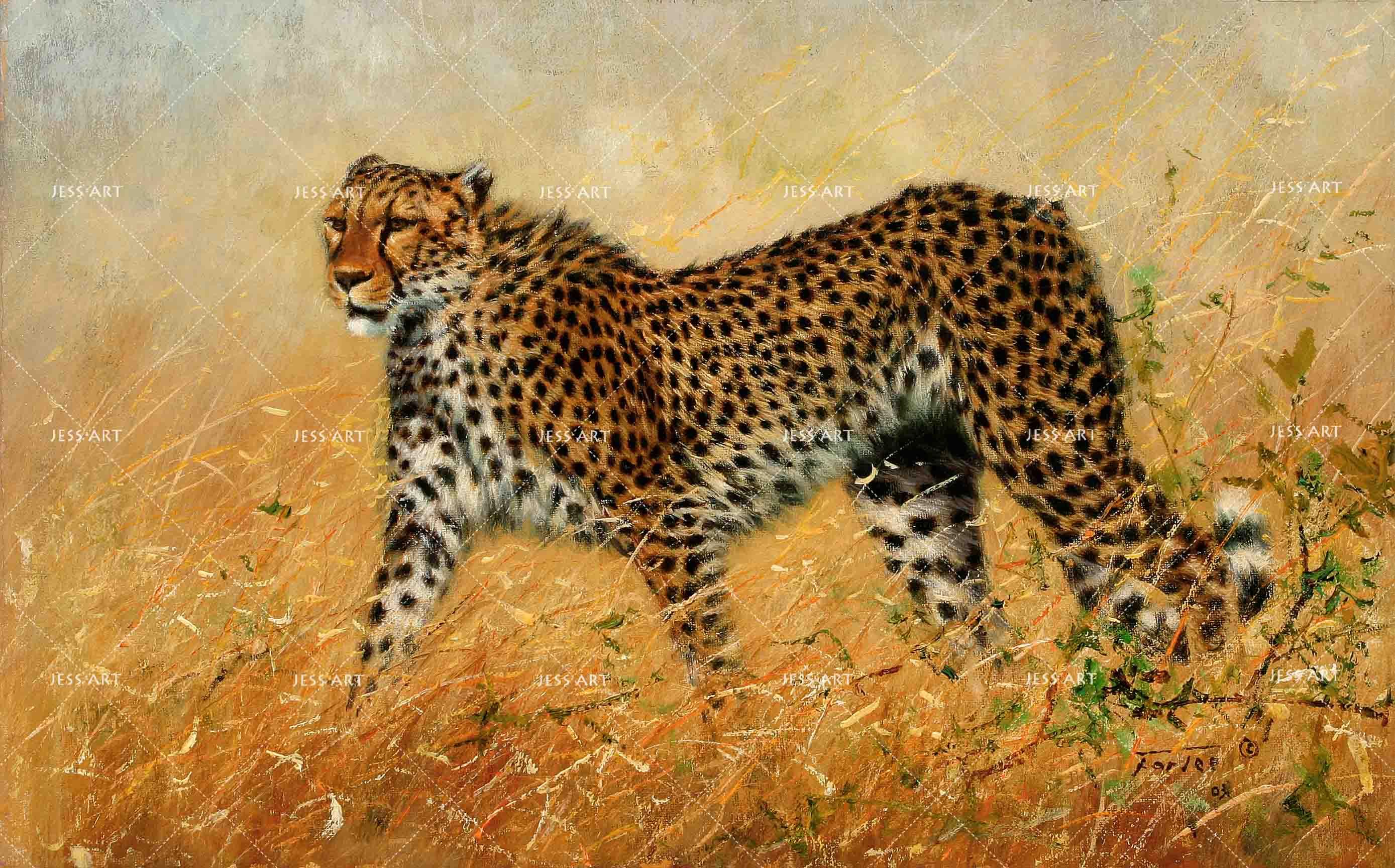 3D Realistic Grassland Leopard Animal Wall Mural Wallpaper LXL 1600- Jess Art Decoration