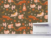 3D Cartoon Maple Leaves Colorful Cat Animal Wall Mural Wallpaper LXL- Jess Art Decoration