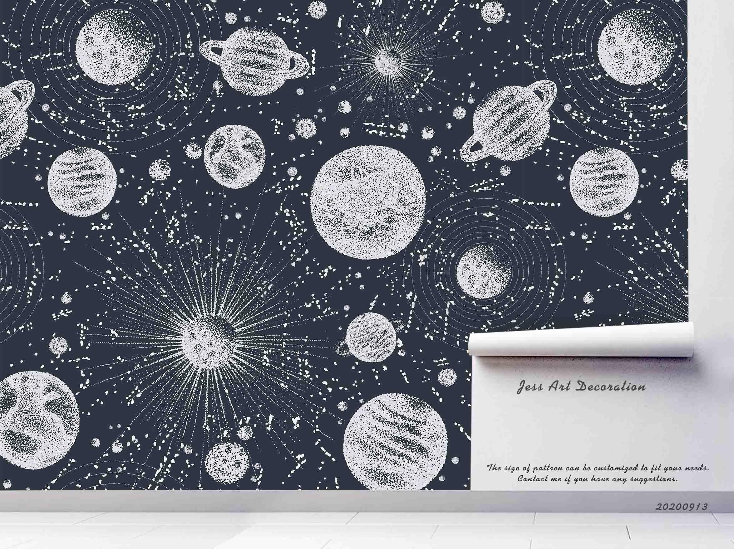 3D Space Saturn Nebula Planet Star Wall Mural Wallpaper LXL 665- Jess Art Decoration