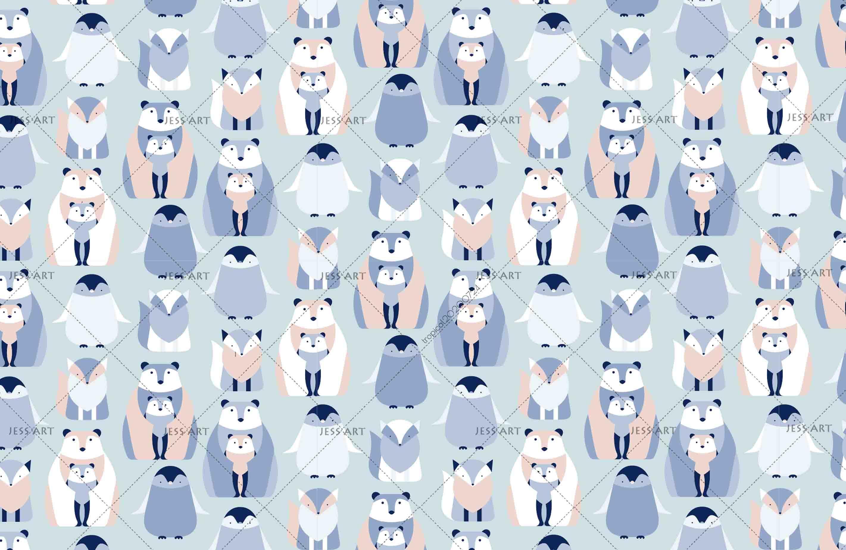 3D Cartoon Blue Penguin Animal Wall Mural Wallpaper LXL 548- Jess Art Decoration