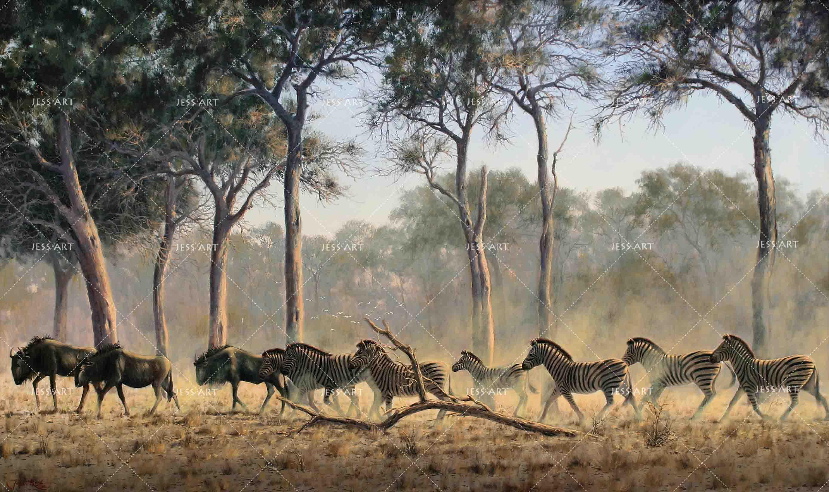 3D African Steppe Zebra Herd Wall Mural Wallpaper 50- Jess Art Decoration