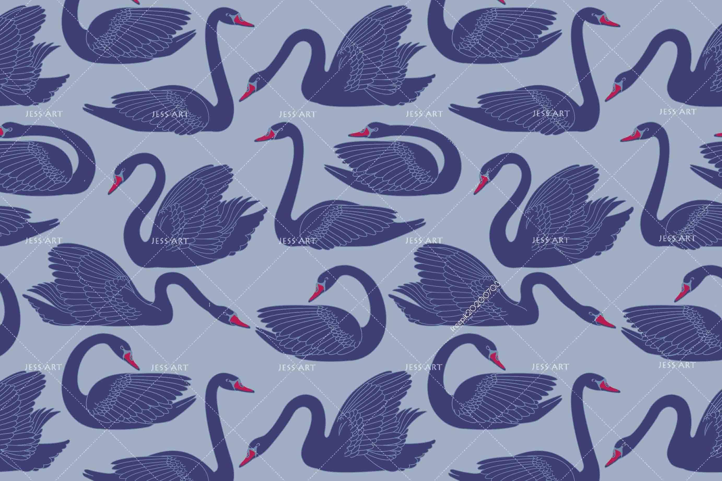 3D Blue Swan Wall Mural Wallpaper SF82- Jess Art Decoration