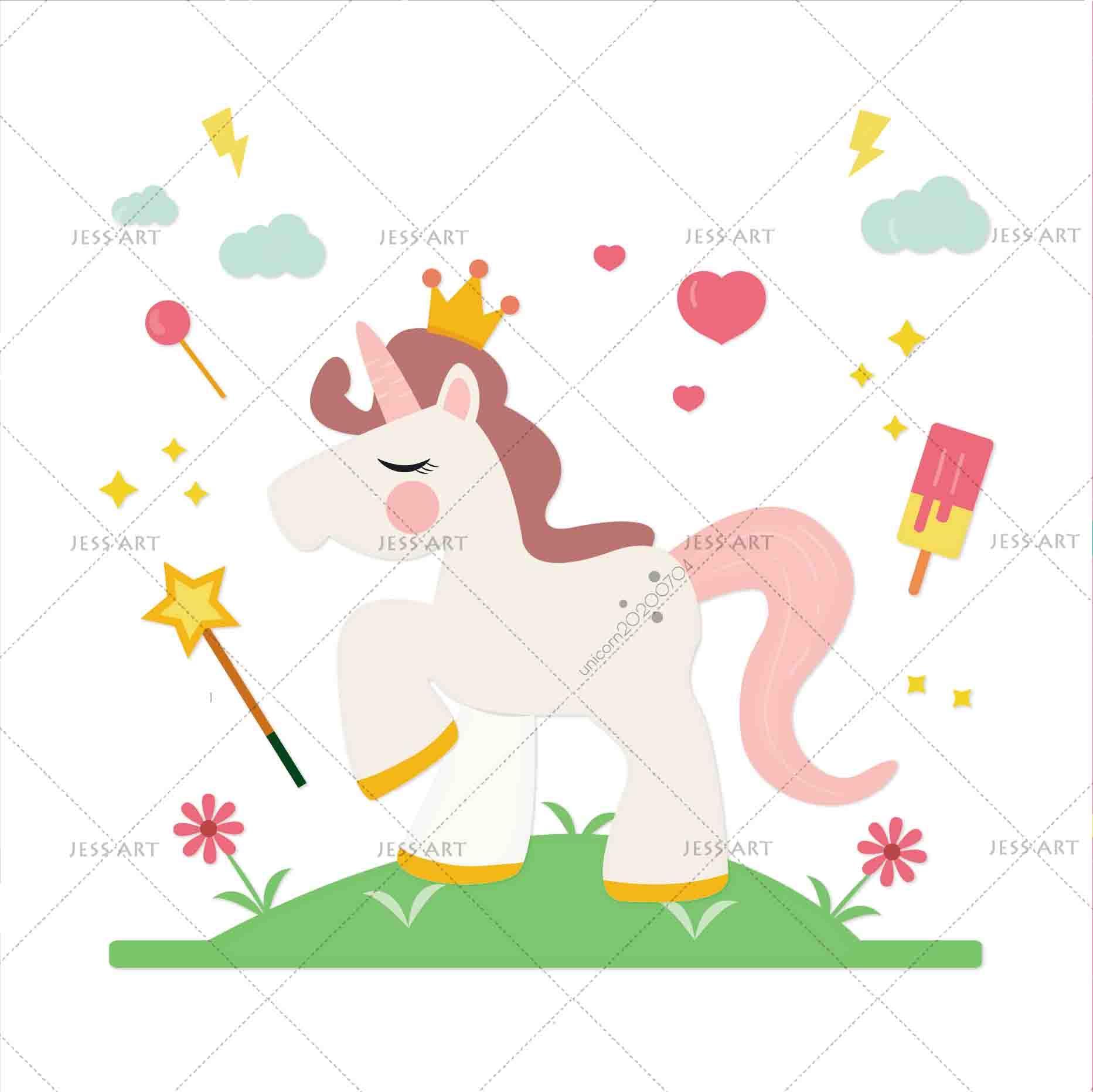 3D Cartoon Crown Unicorn Wall Mural Wallpaper LXL 195- Jess Art Decoration