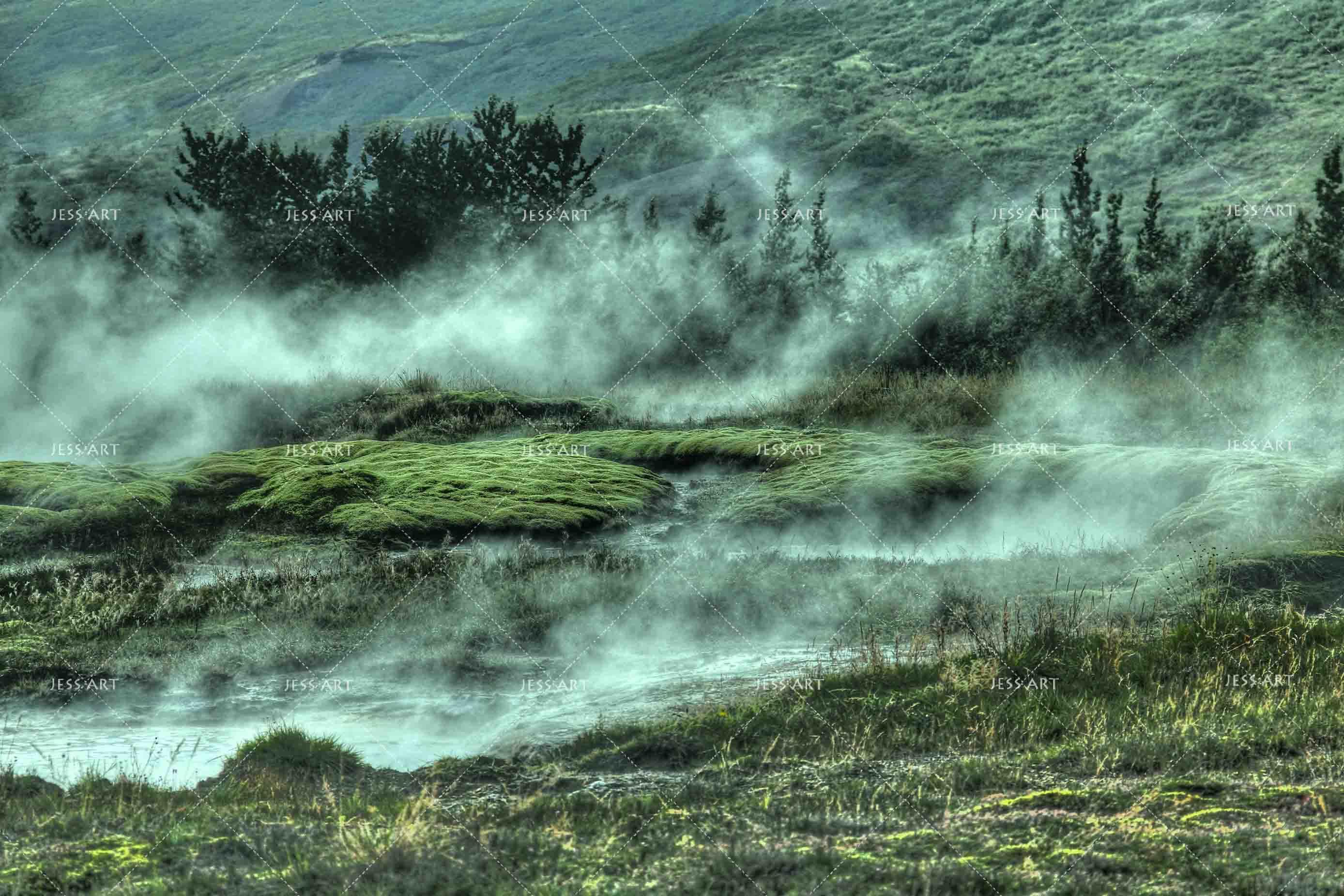 3D Green Hill Forest Grass Fog Wall Mural Wallpaper SF66- Jess Art Decoration