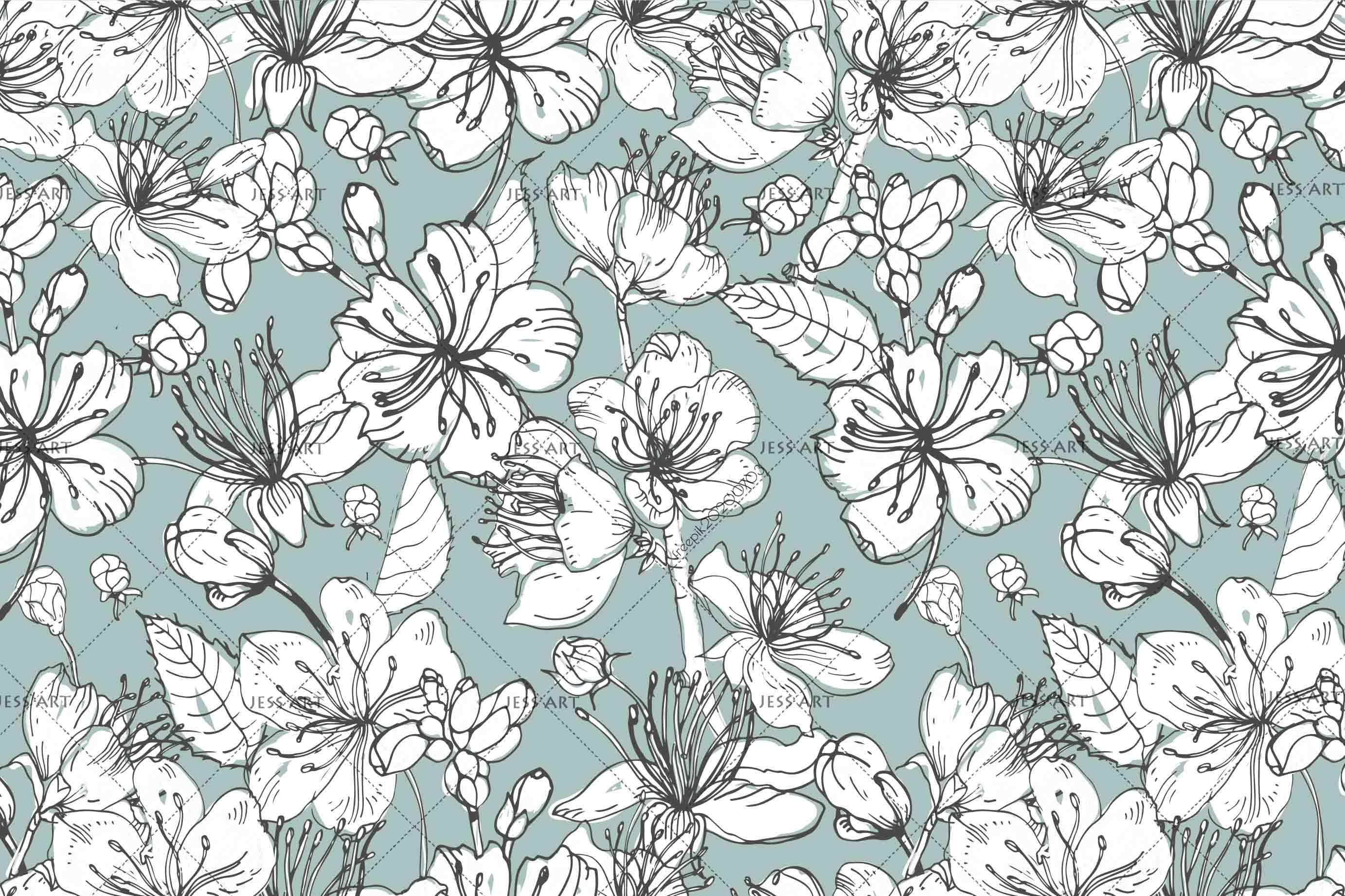 3D Blue Floral Wall Mural Wallpaper SF79- Jess Art Decoration