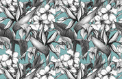 3D Hand Sketching Giant Floral Blue Wall Mural Wallpaper LXL 525- Jess Art Decoration
