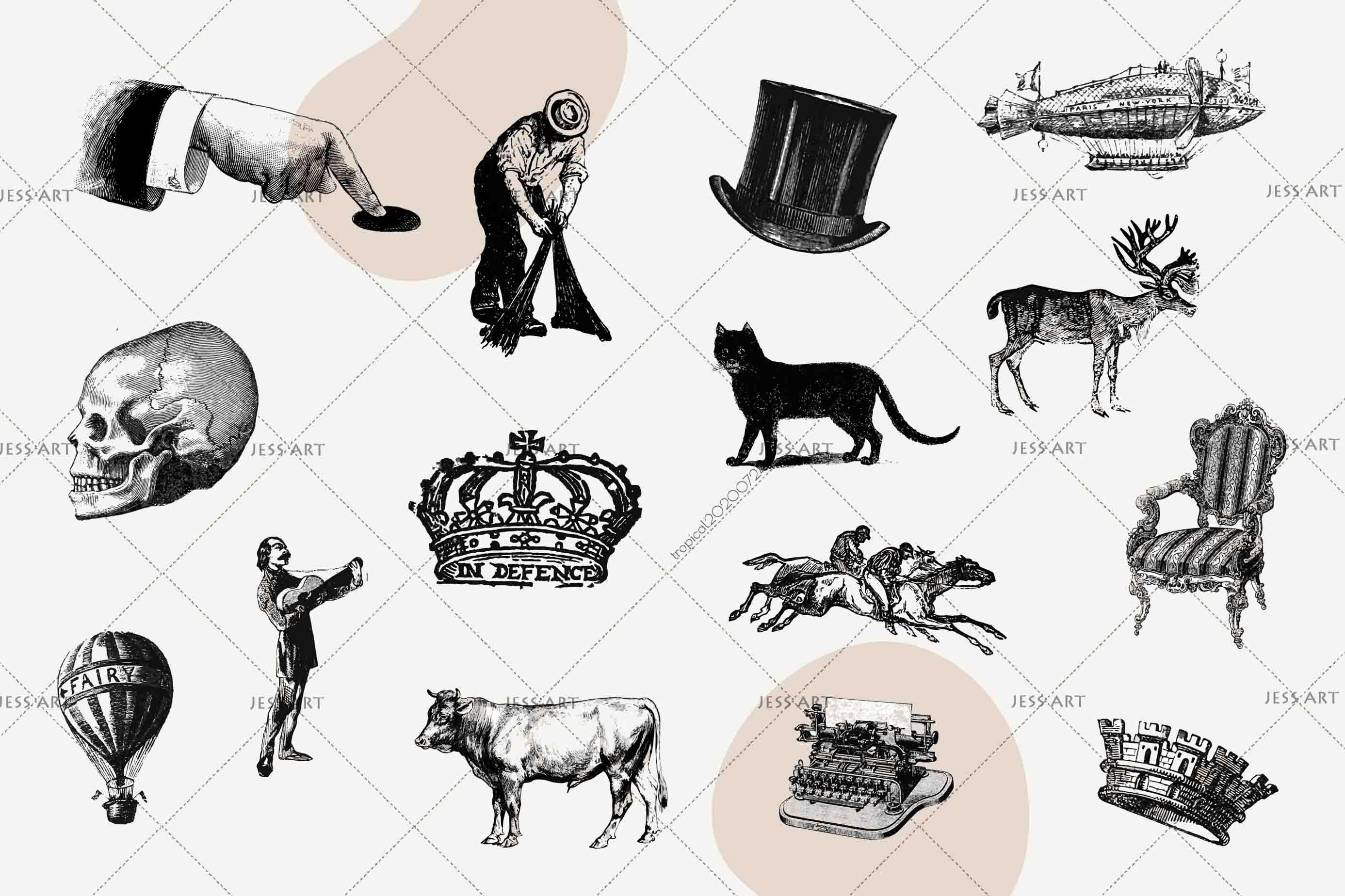 3D Vintage Hand Sketching Crown Animal Wall Mural Wallpaper LXL 564- Jess Art Decoration