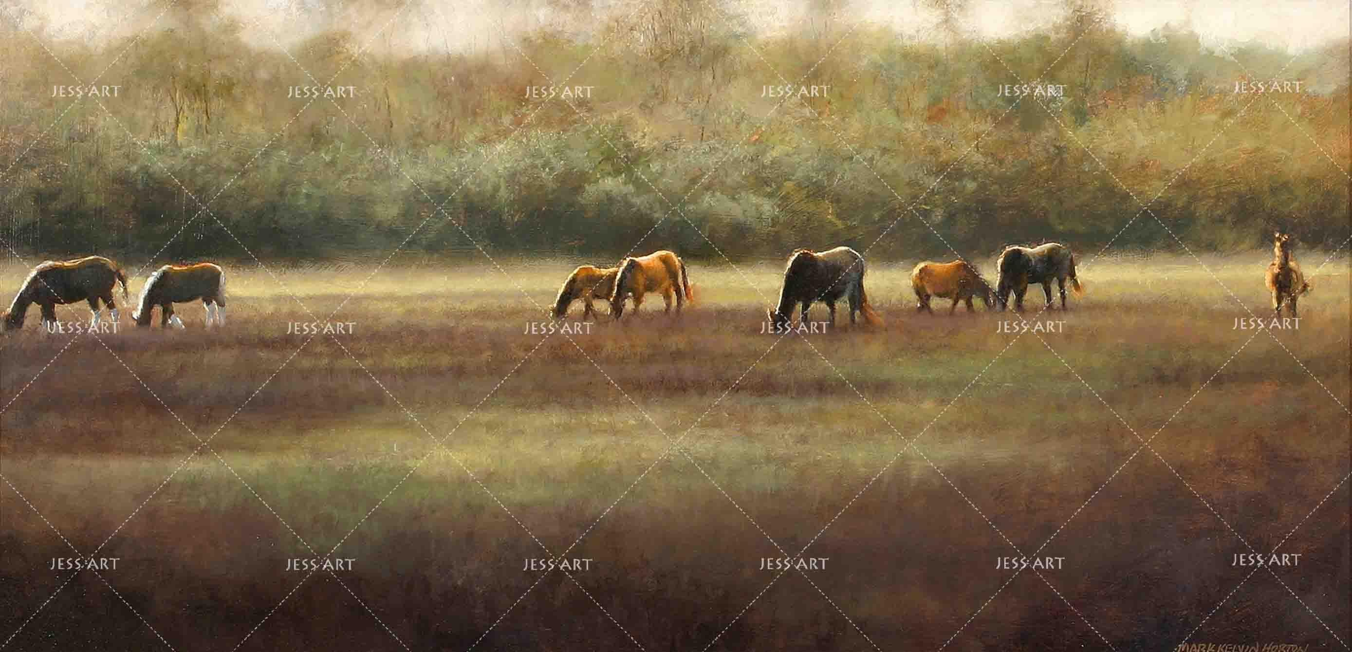 3D Grassland Horses Oil Painting Wall Mural Wallpaper 48- Jess Art Decoration