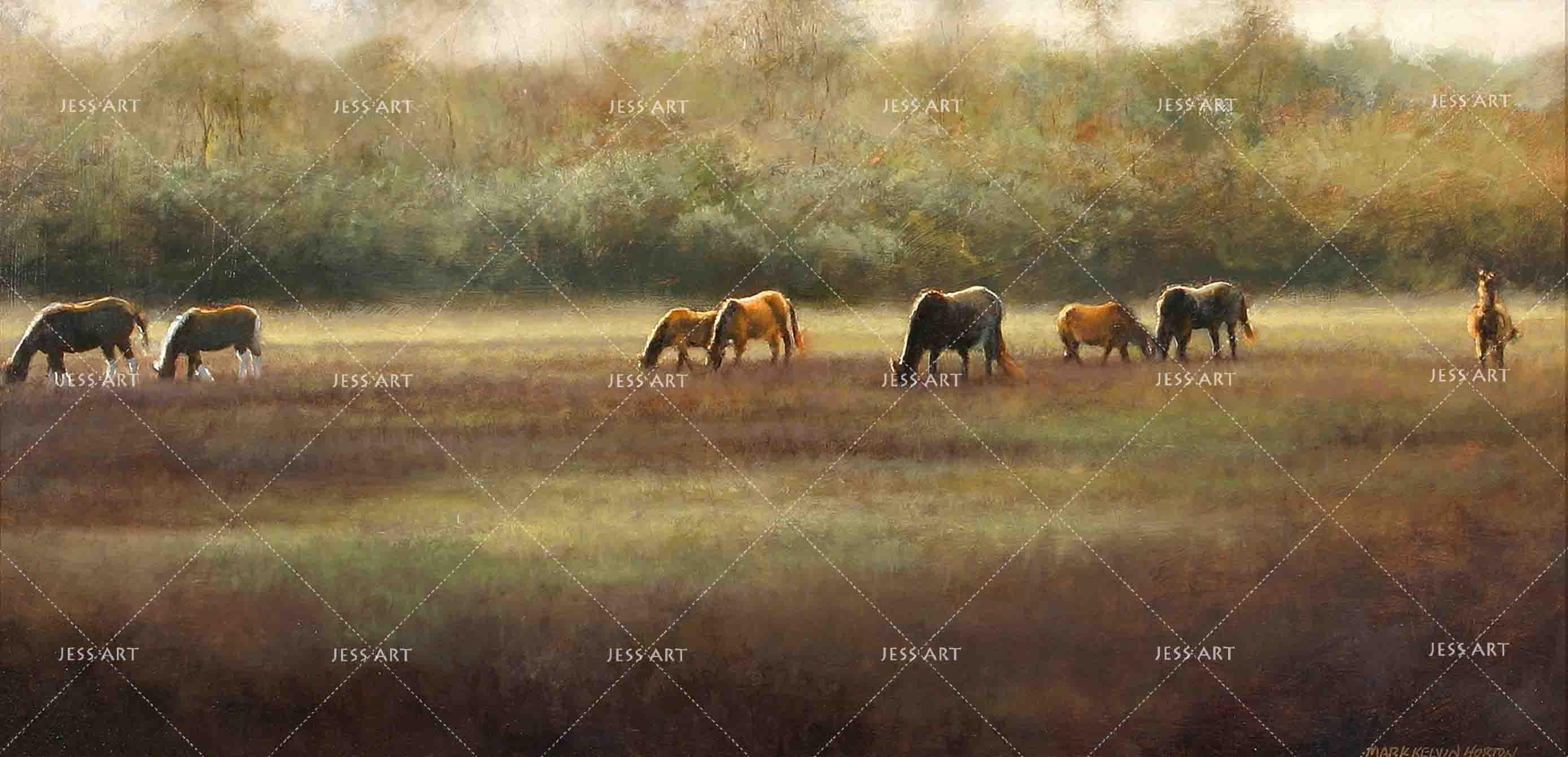 3D Grassland Horses Oil Painting Wall Mural Wallpaper 48- Jess Art Decoration